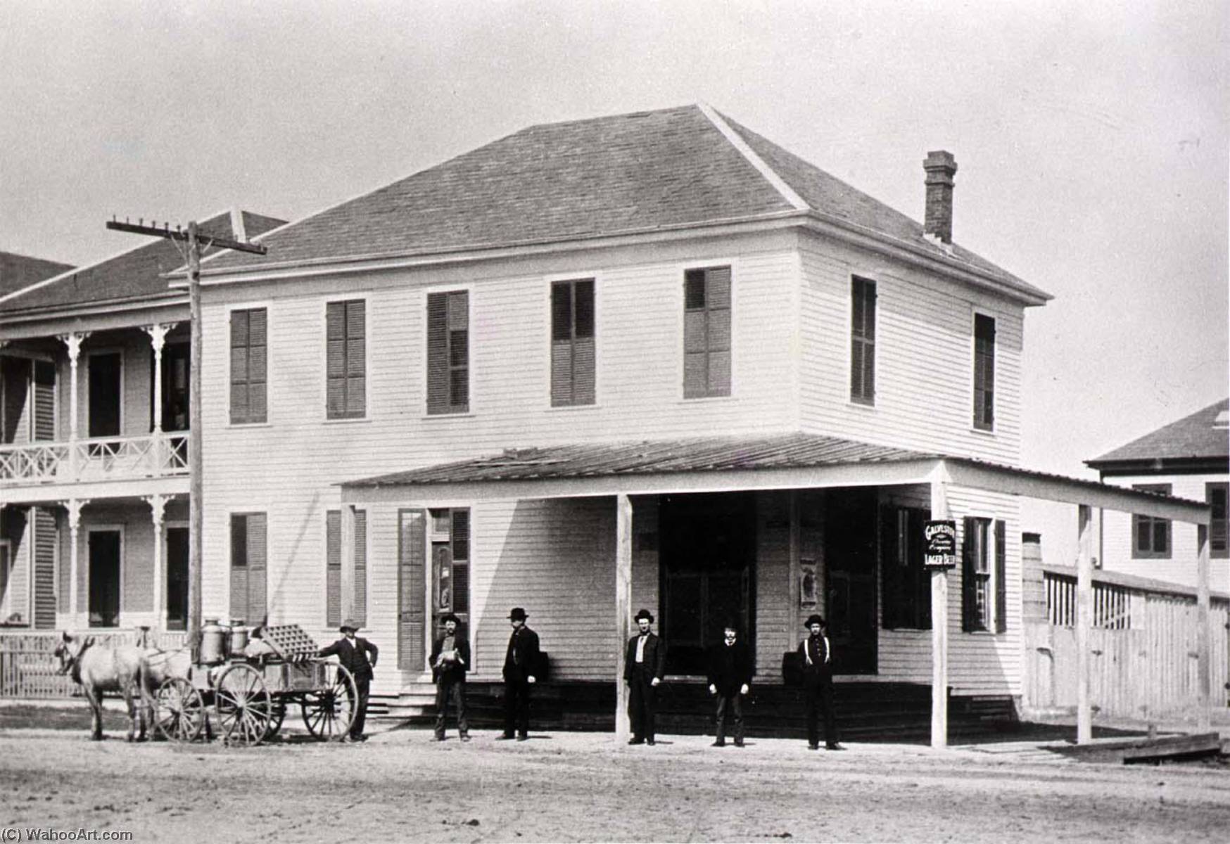 Corner Store, Corner Of 5th And Avenue G, Milk Cart And Six Men, 1890s, From The Corner Stores Of Galveston, Galveston County Cultural Arts Council — Betty Tichich