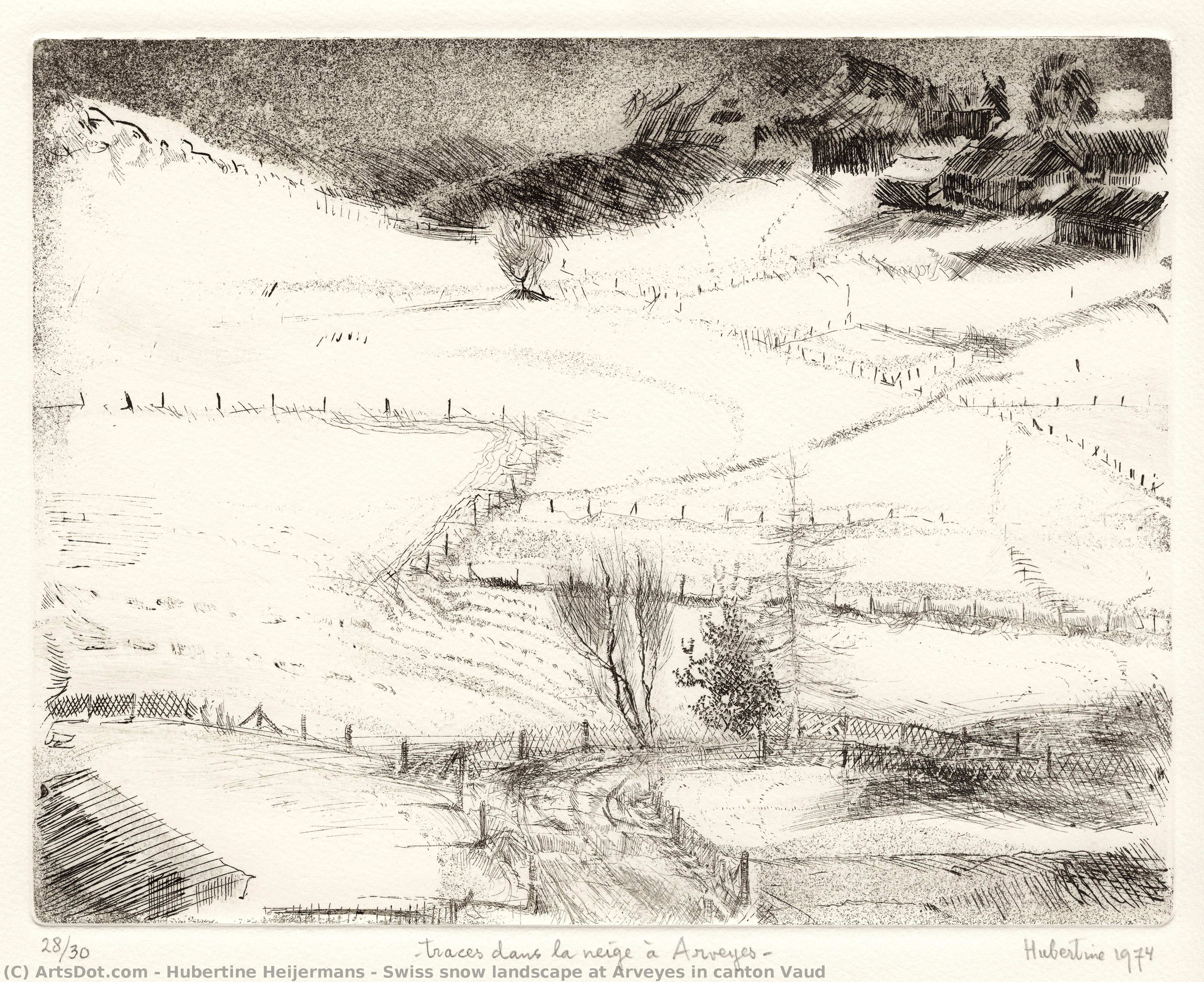 Swiss Snow Landscape At Arveyes In Canton Vaud — Hubertine Heijermans