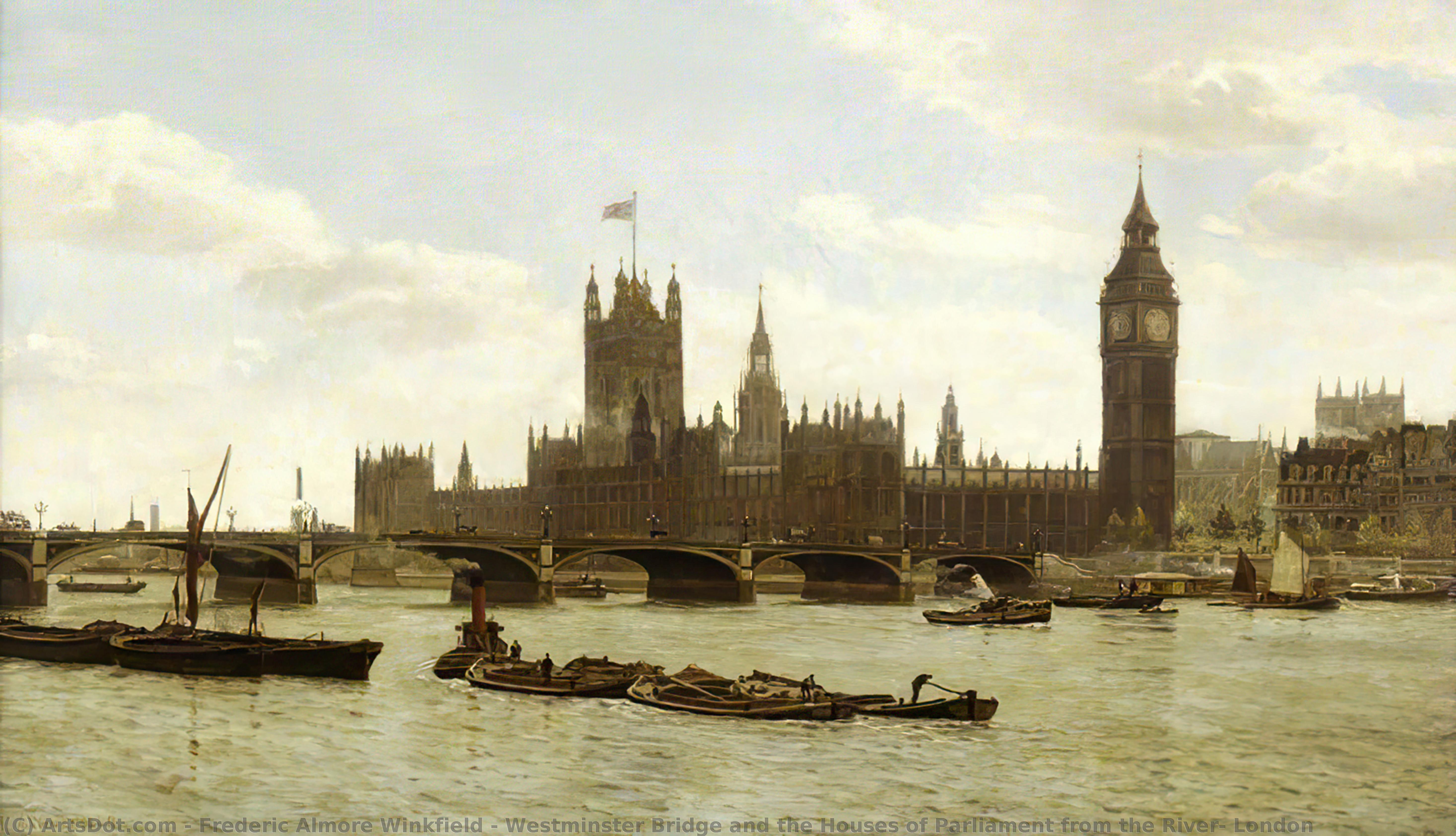 Westminster Bridge And The Houses Of Parliament From The River, London — Frederic Almore Winkfield