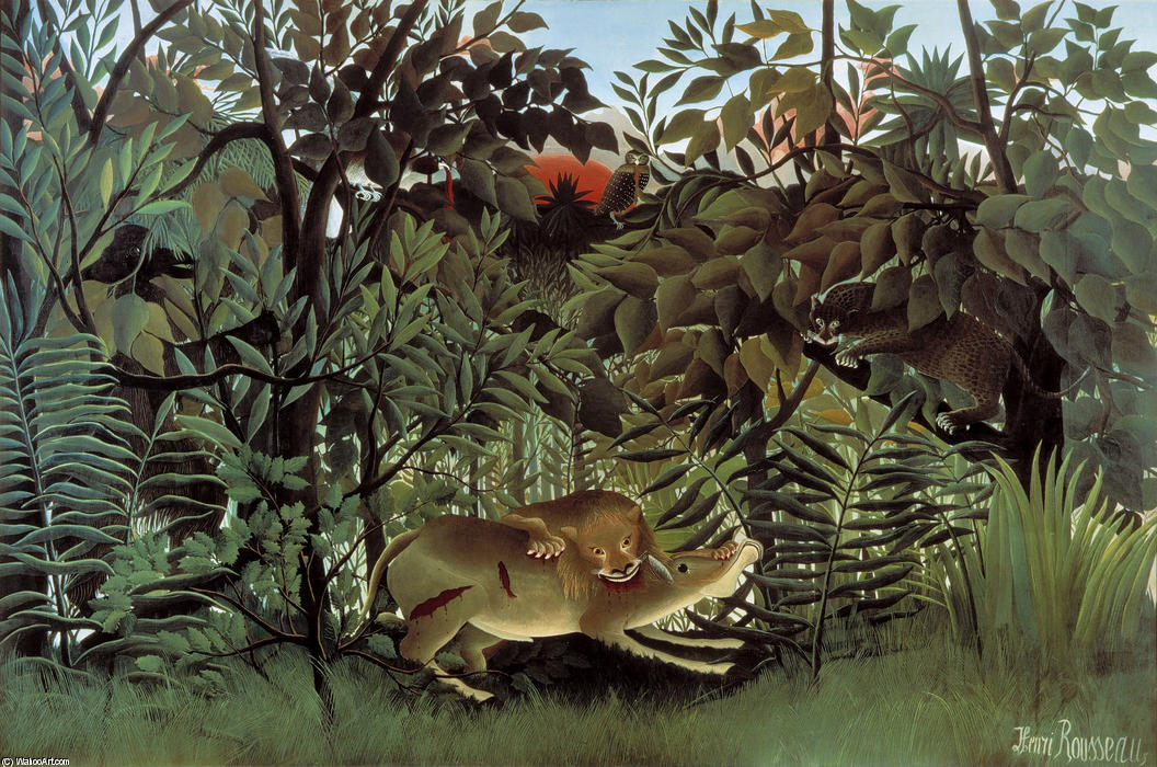 The Hungry Lion Throws Itself On The Antelope — Henri Julien Félix Rousseau (le Douanier)
