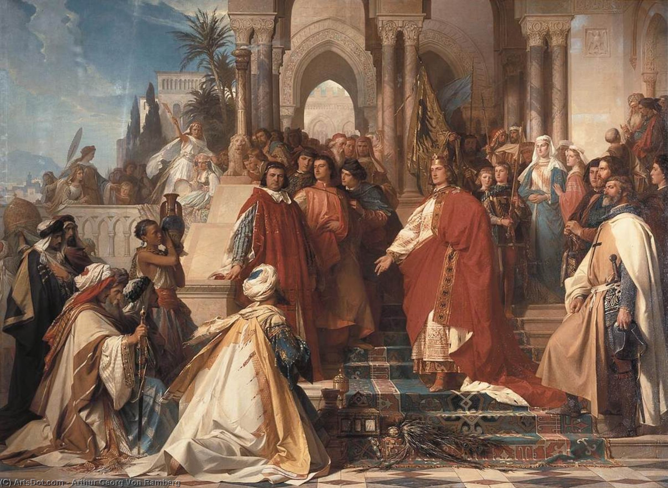 The Court Of Emperor Frederick Ii In Palermo — Arthur Georg Von Ramberg