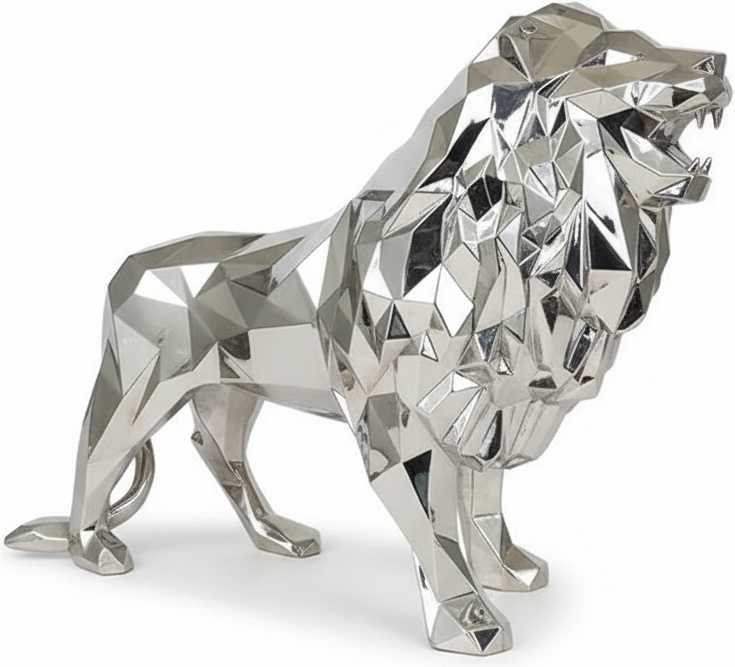Geometric Lion Sculpture – Resin, Fiberglass & Stainless Steel Options