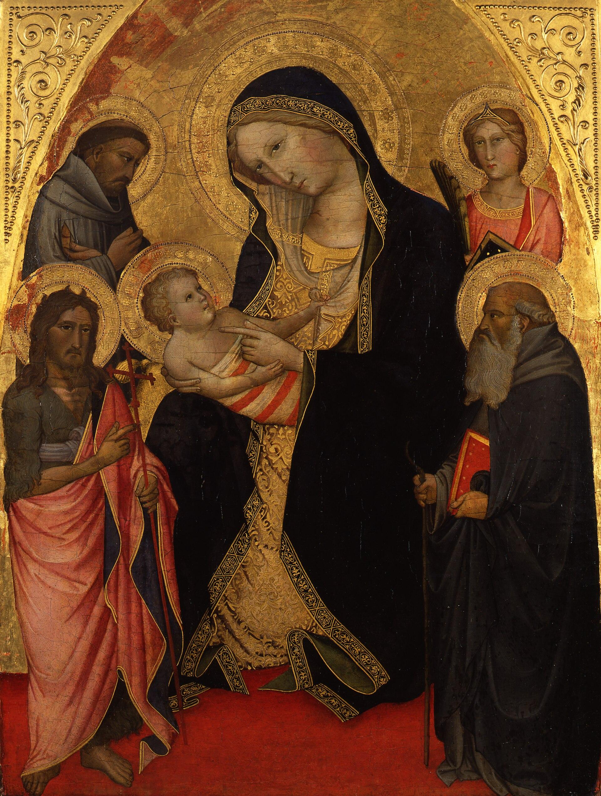 Madonna With The Child, St. John The Baptist, St. Francis And St. Anthony And A Martyr — Агноло Гадди