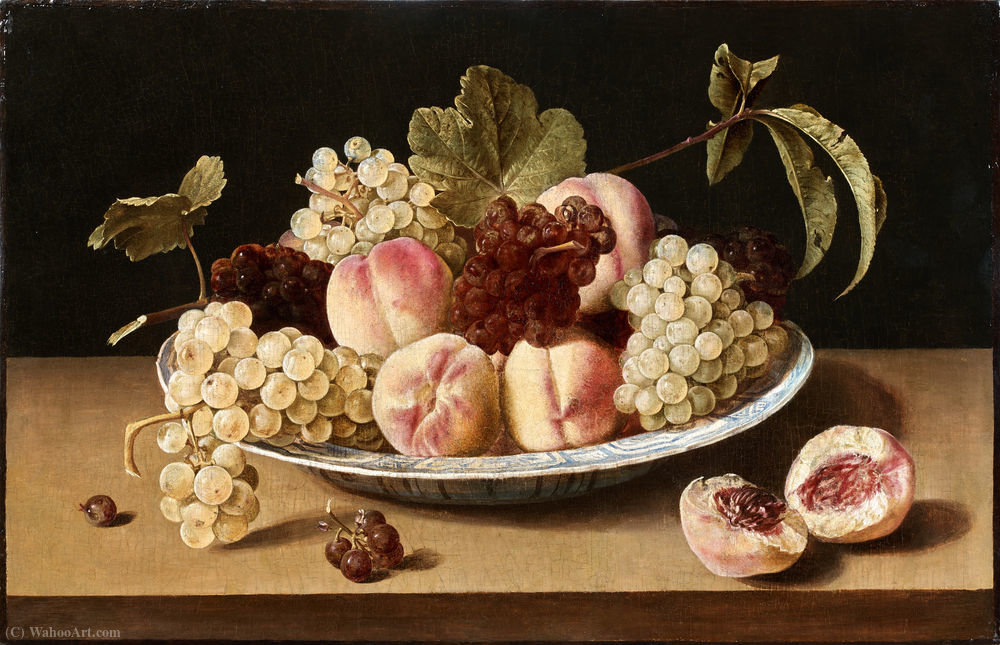 Still Life With Peaches And Grapes In A Chinese Bowl — Louise Moillon