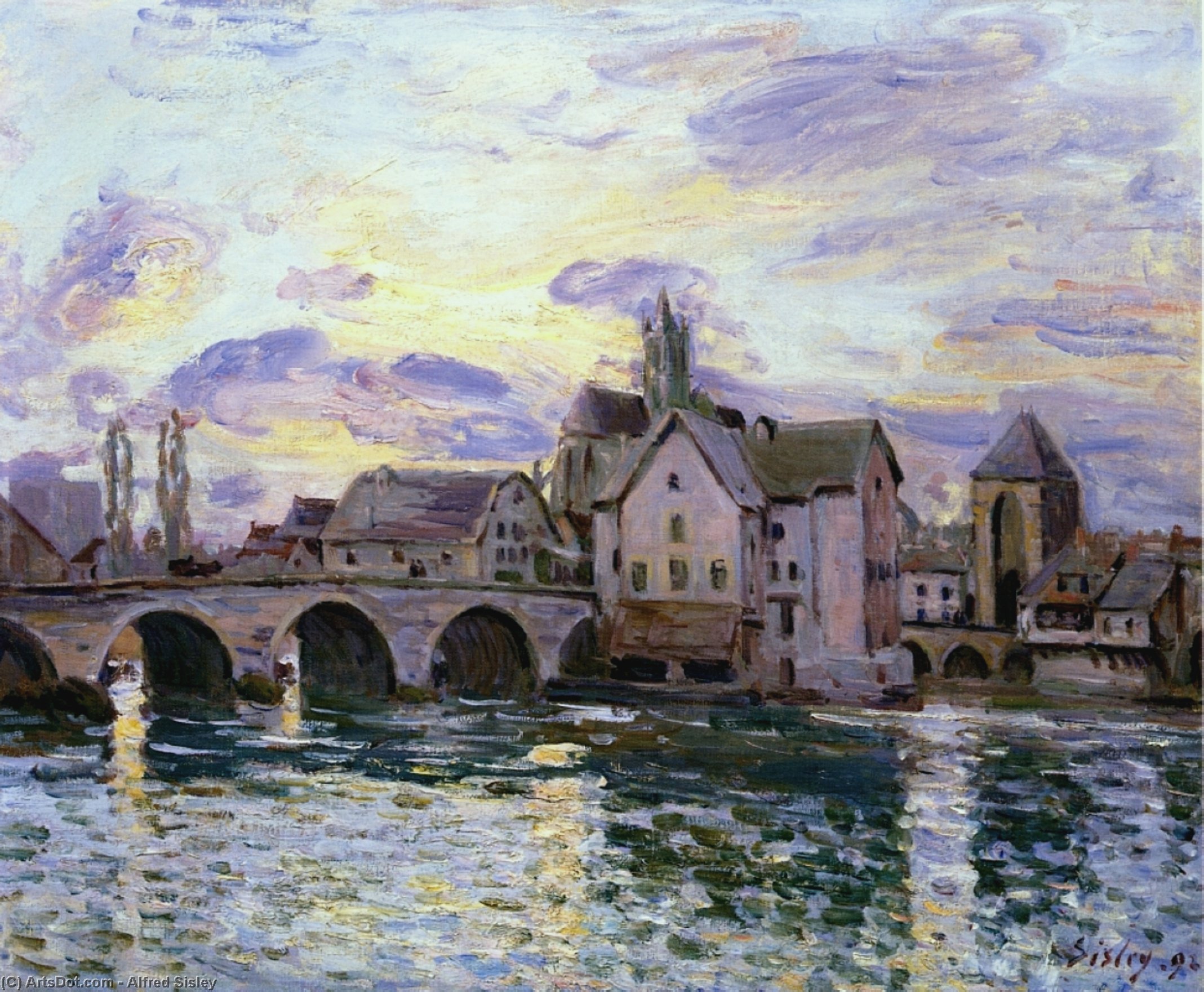The Bridge At Moret At Sunset — アルフレッド・シスレー