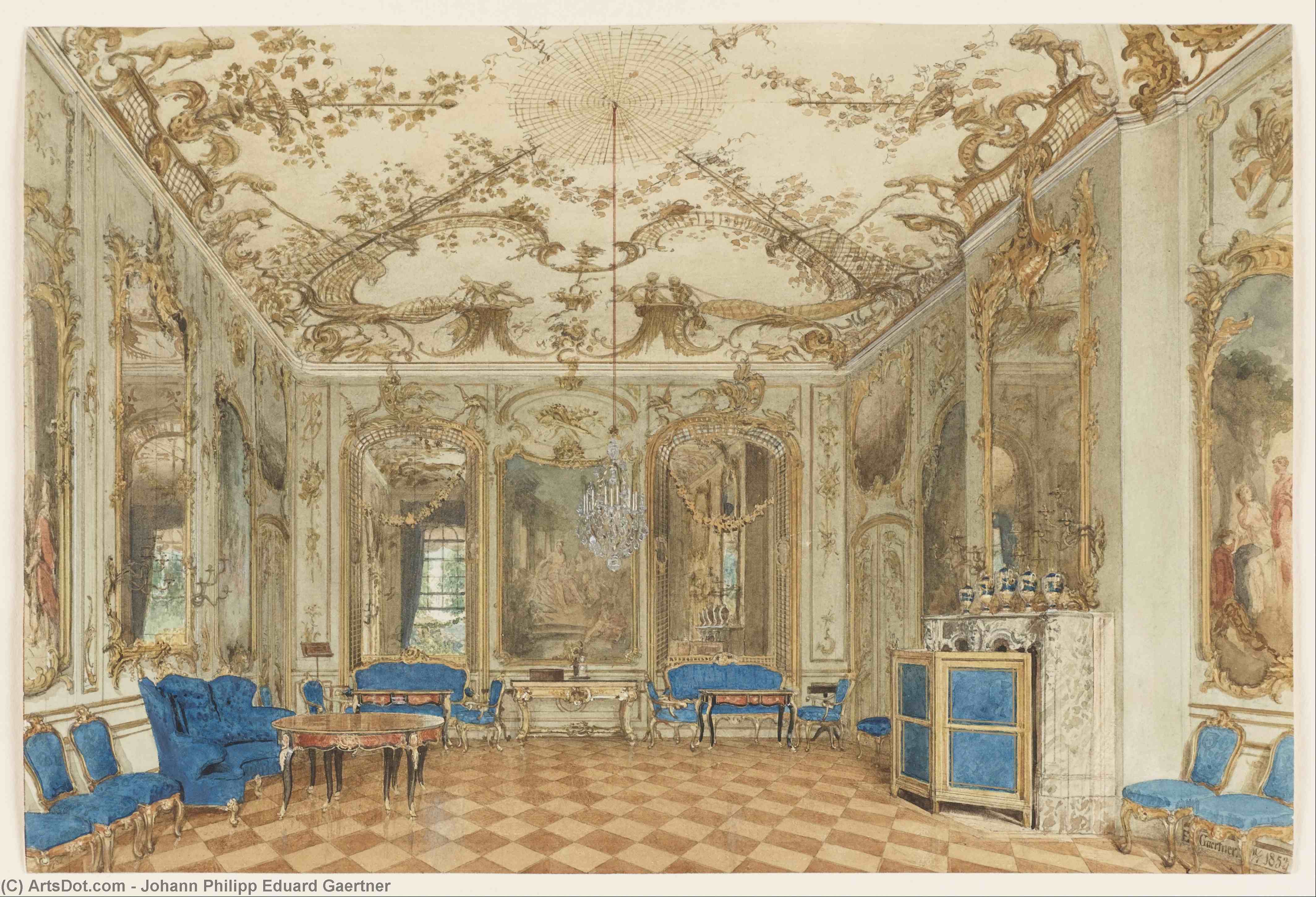 Concert Room Of Sanssouci Palace, Potsdam, Germany — Johann Philipp Eduard Gaertner