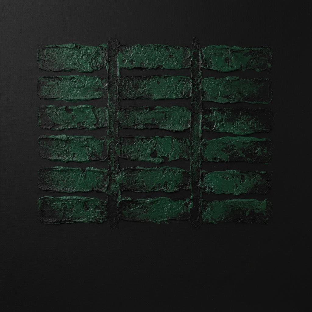 Monolithic Emerald Fragments In A Silent Void Of Sculptural Impasto Depth — David Moreau