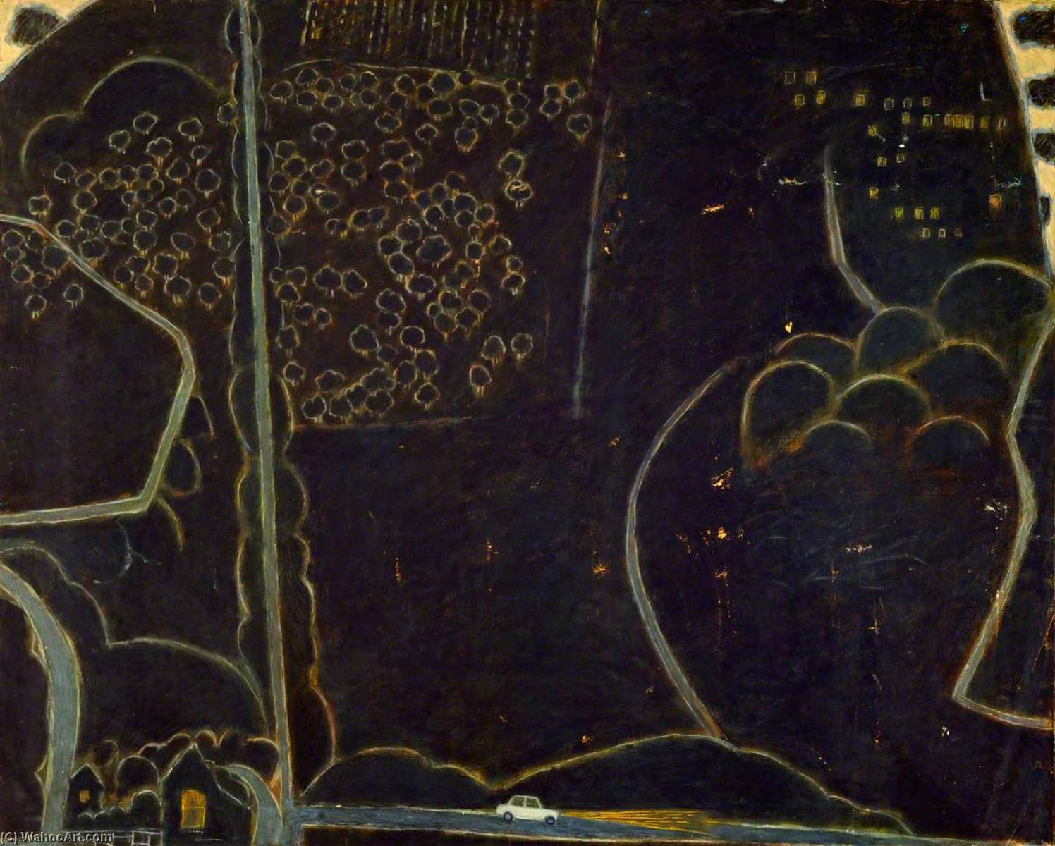 Landscape With A Car At Night — アーネスト・ゾボール