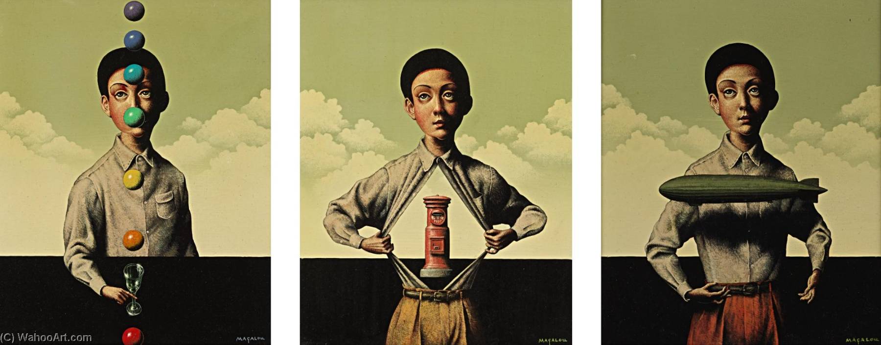 Rainbow Cocktail, The Post Box, The Flying Ship (triptych) — Masaru Shichinohe