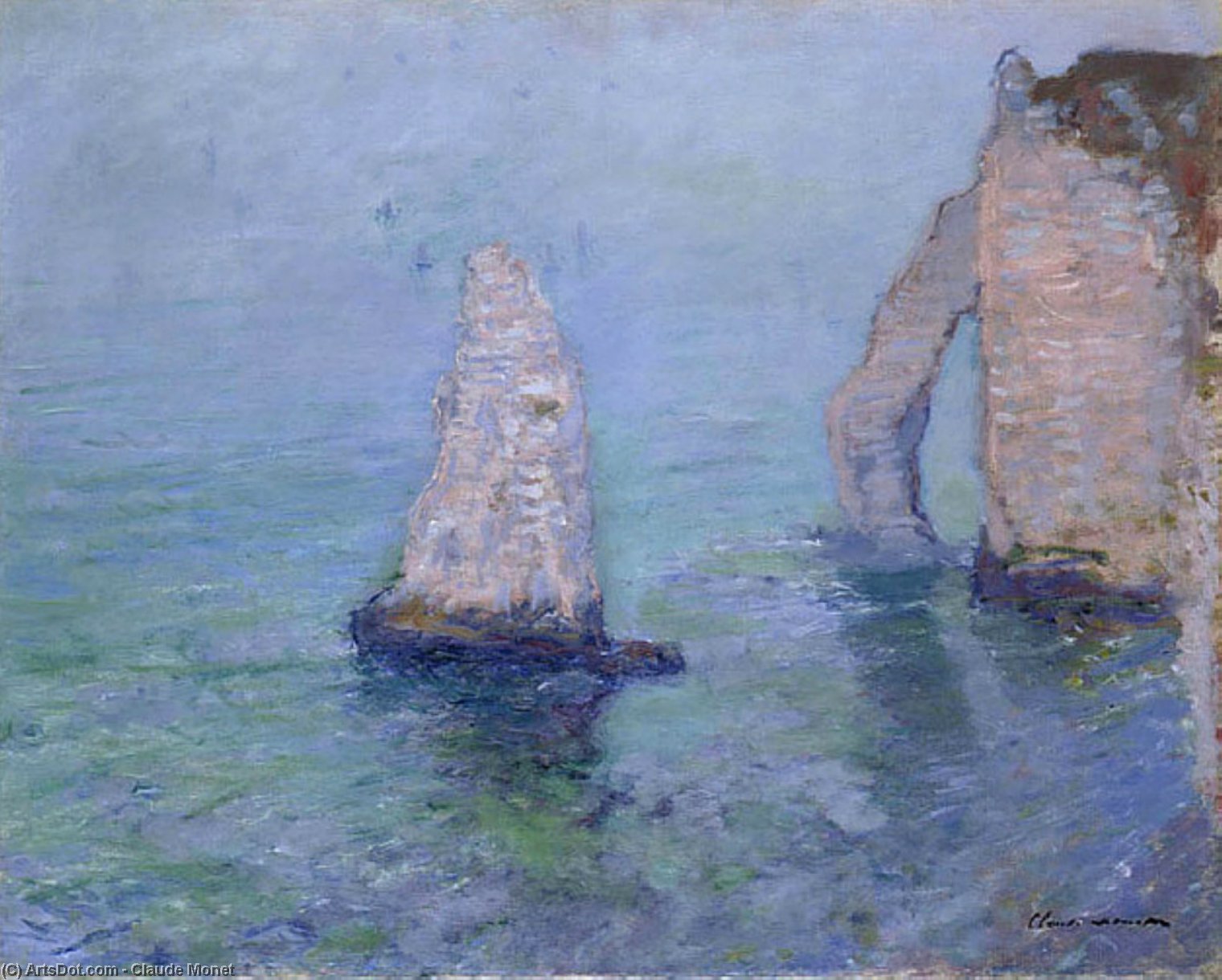 Der Felsnadel Und Porte D'aval, Etretat — Claude Monet