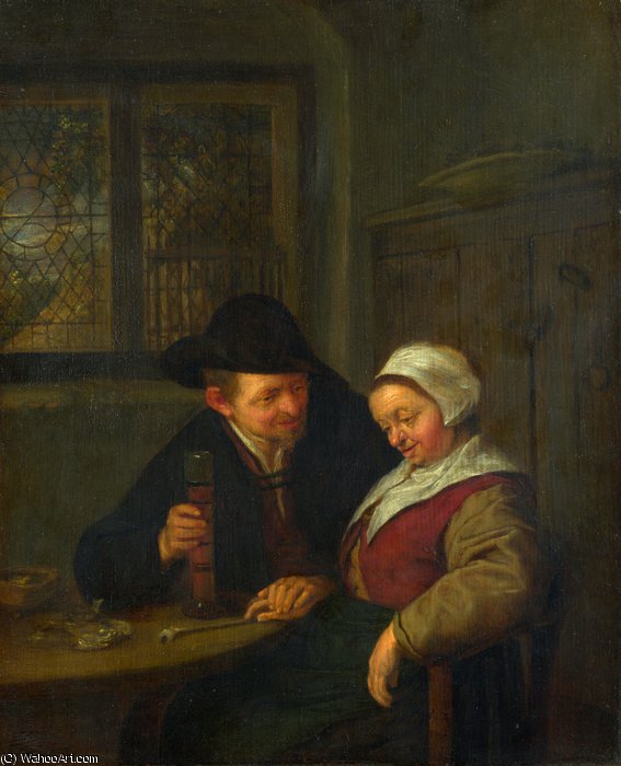 A Peasant Courting An Elderly Woman — Adriaen Van Ostade