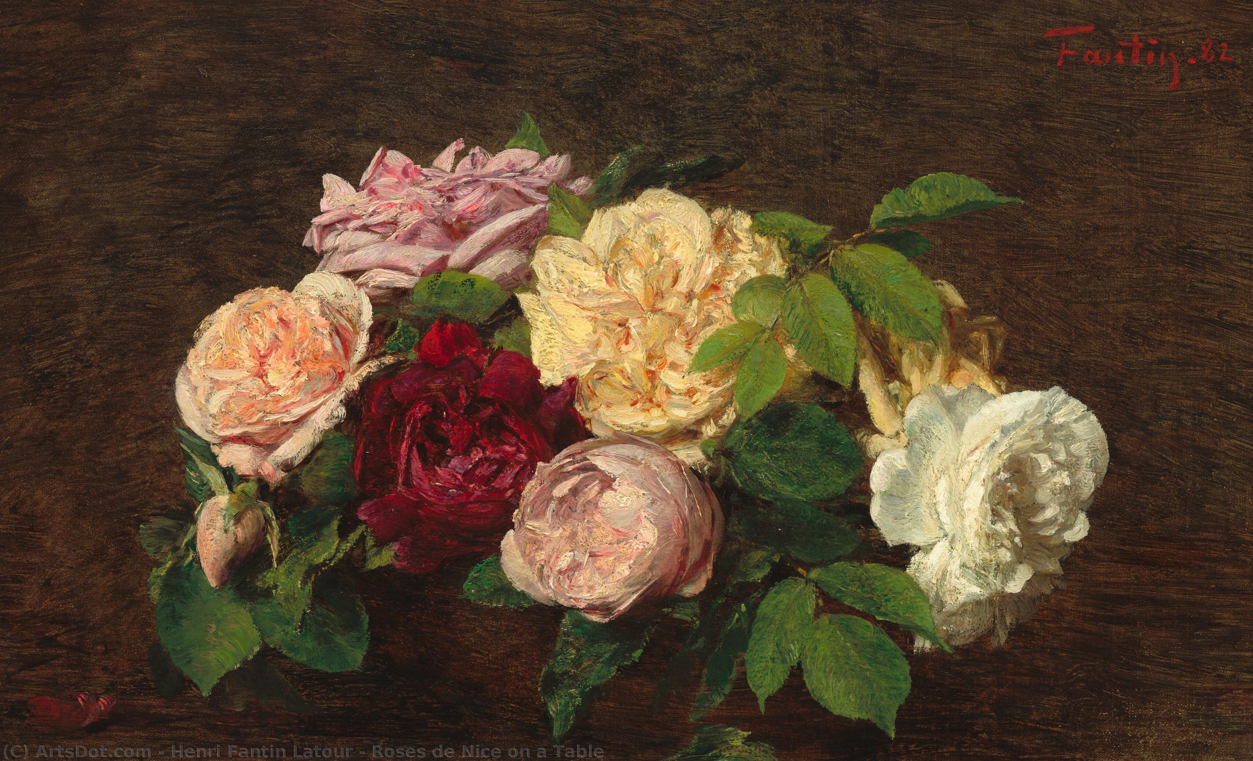 Roses De Nice On A Table — Henri Fantin-latour