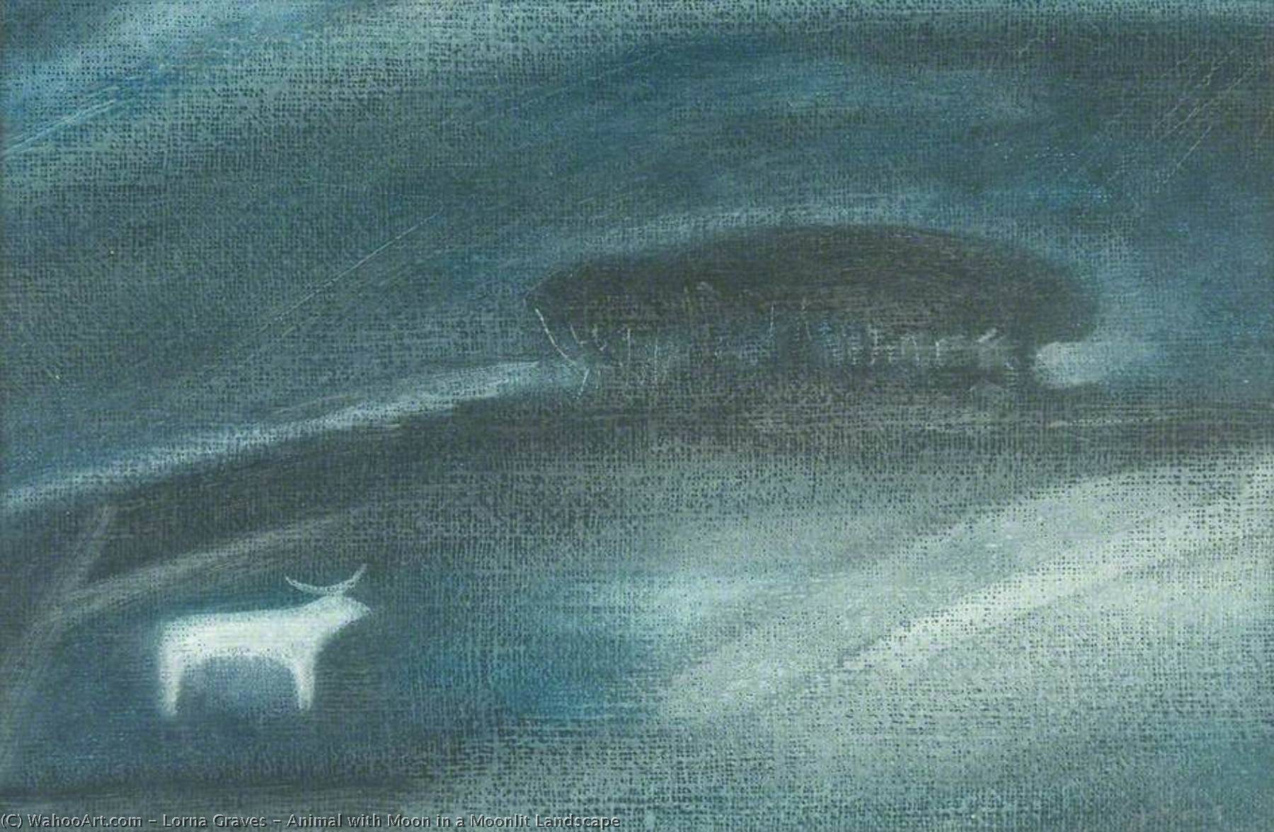 Animal With Moon In A Moonlit Landscape — Lorna Graves