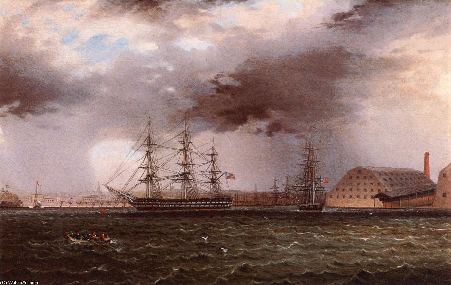 Old Brooklyn Navy Yard, East River, New York — James Edward Buttersworth