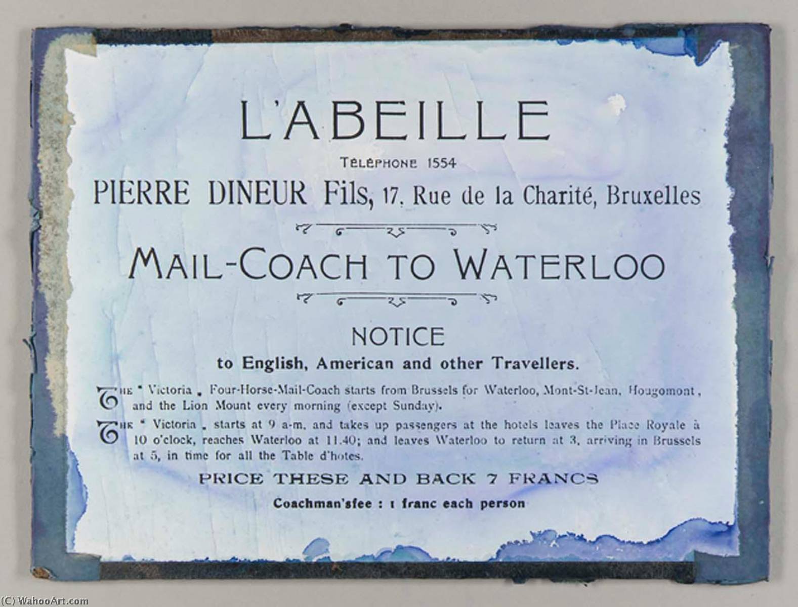 Untitled (ad For The L'abeille Mail Coach To Waterloo) — Joseph Cornell