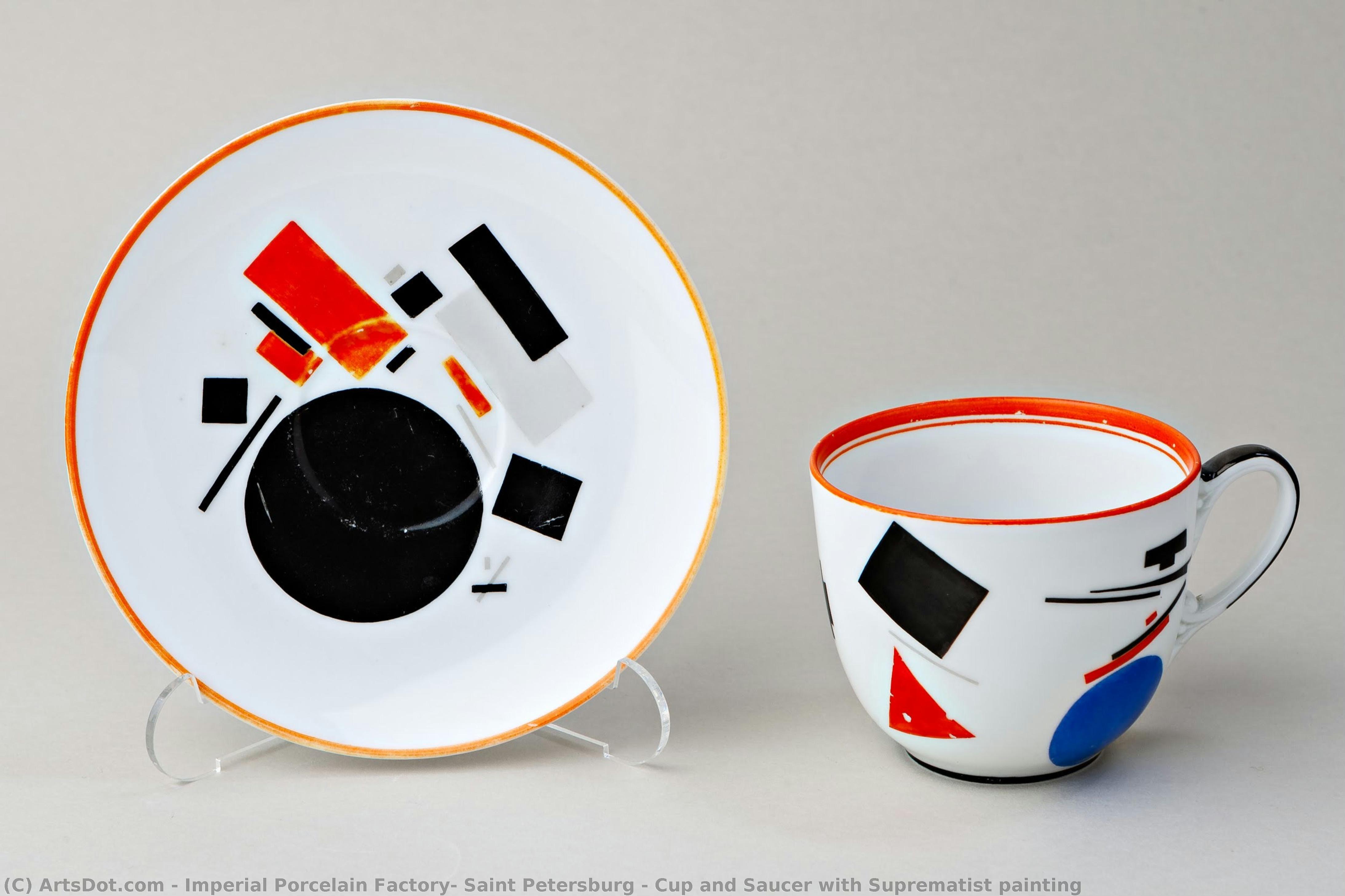 Cup And Saucer With Suprematist Painting — Imperial Porcelain Factory, Saint Petersburg