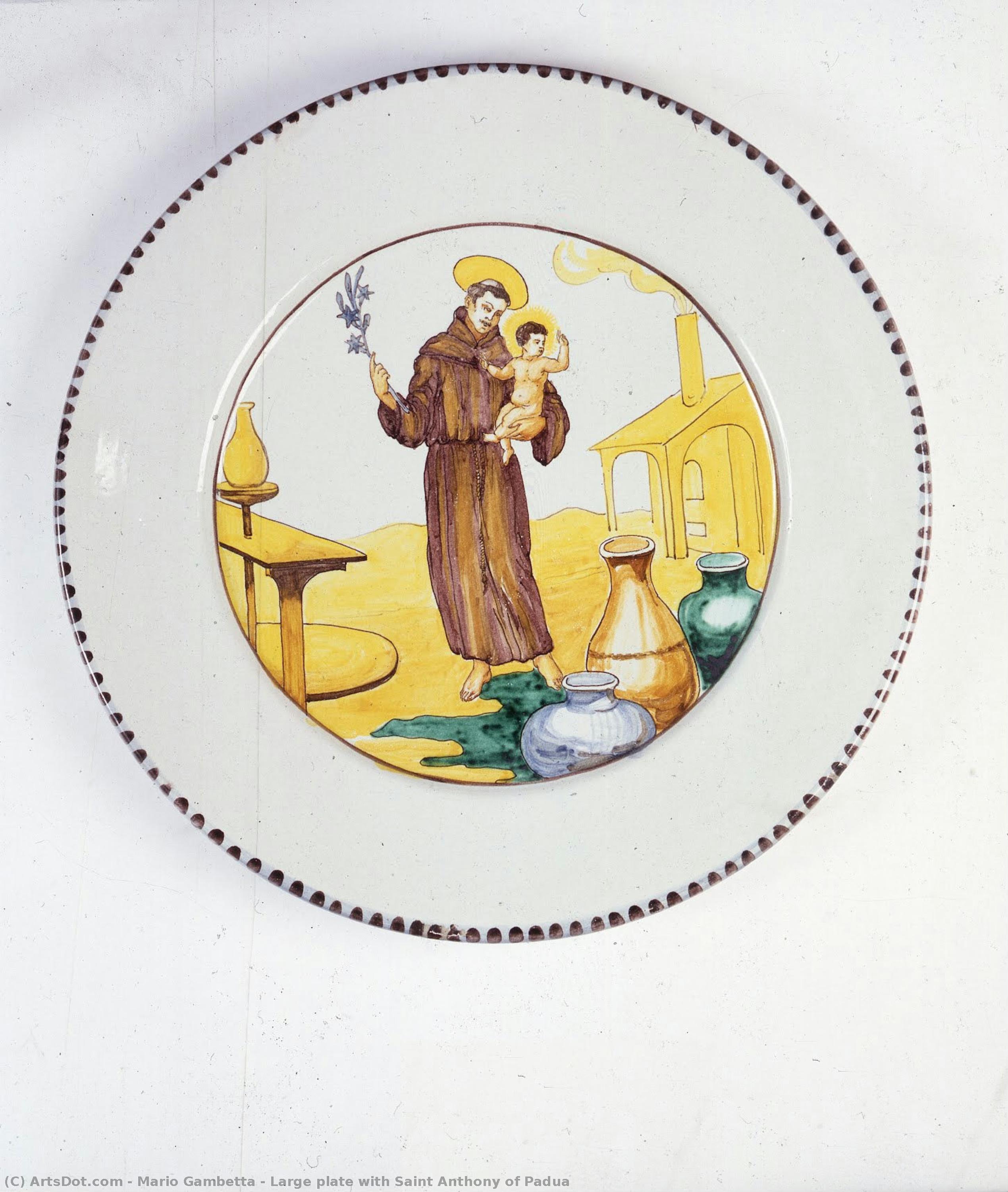 Large Plate With Saint Anthony Of Padua — Mario Gambetta