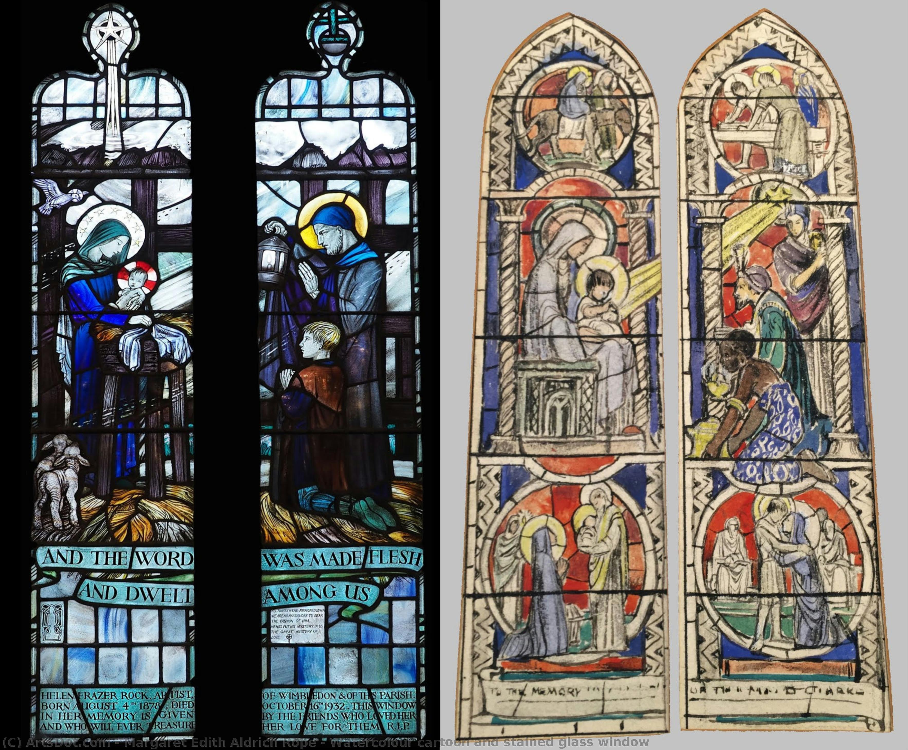 Watercolour Cartoon And Stained Glass Window — Margaret Edith Rope