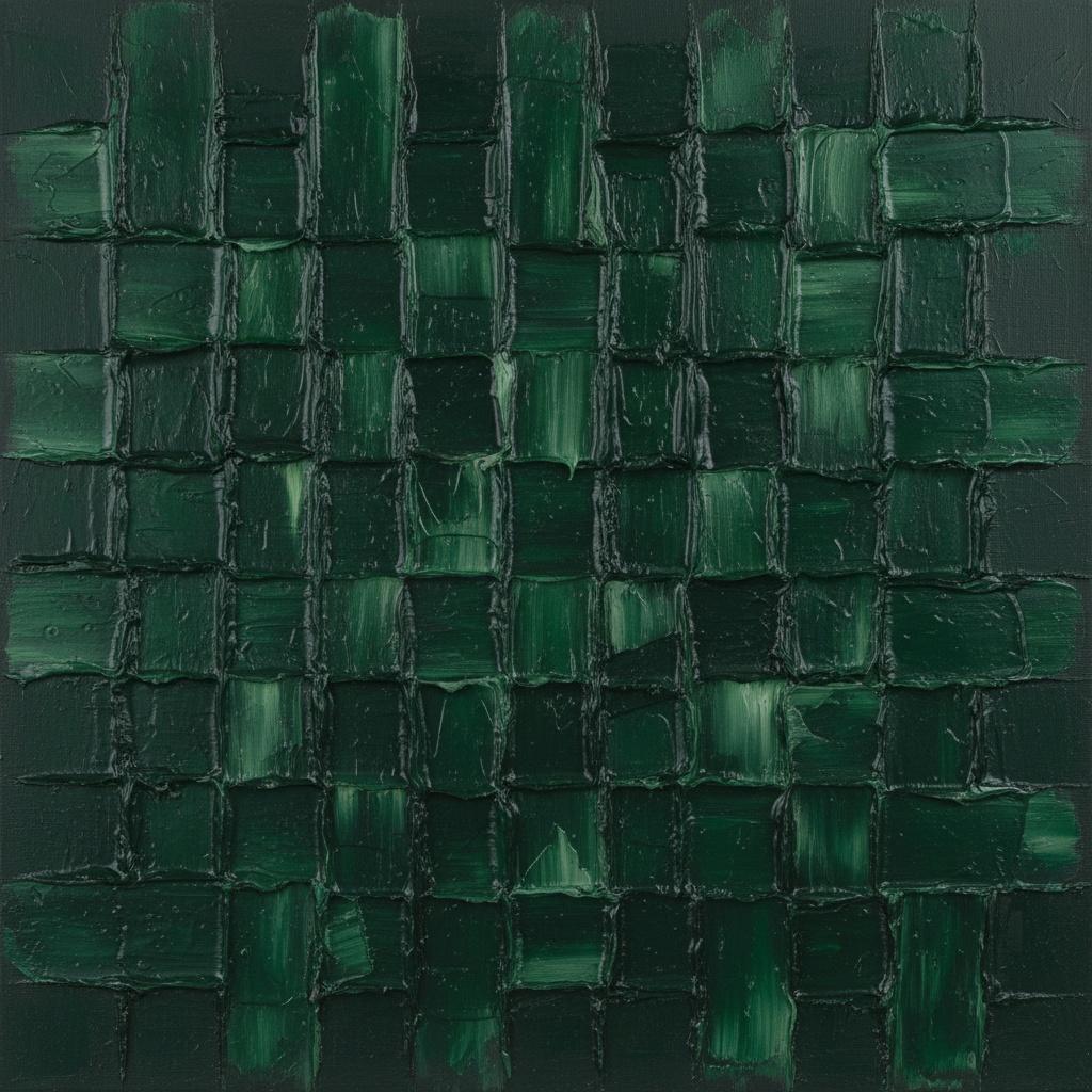Monolithische Smaragdfluten: Eine Skulpturale Studie In Tiefem Wald-impasto Und Schatten — David Moreau