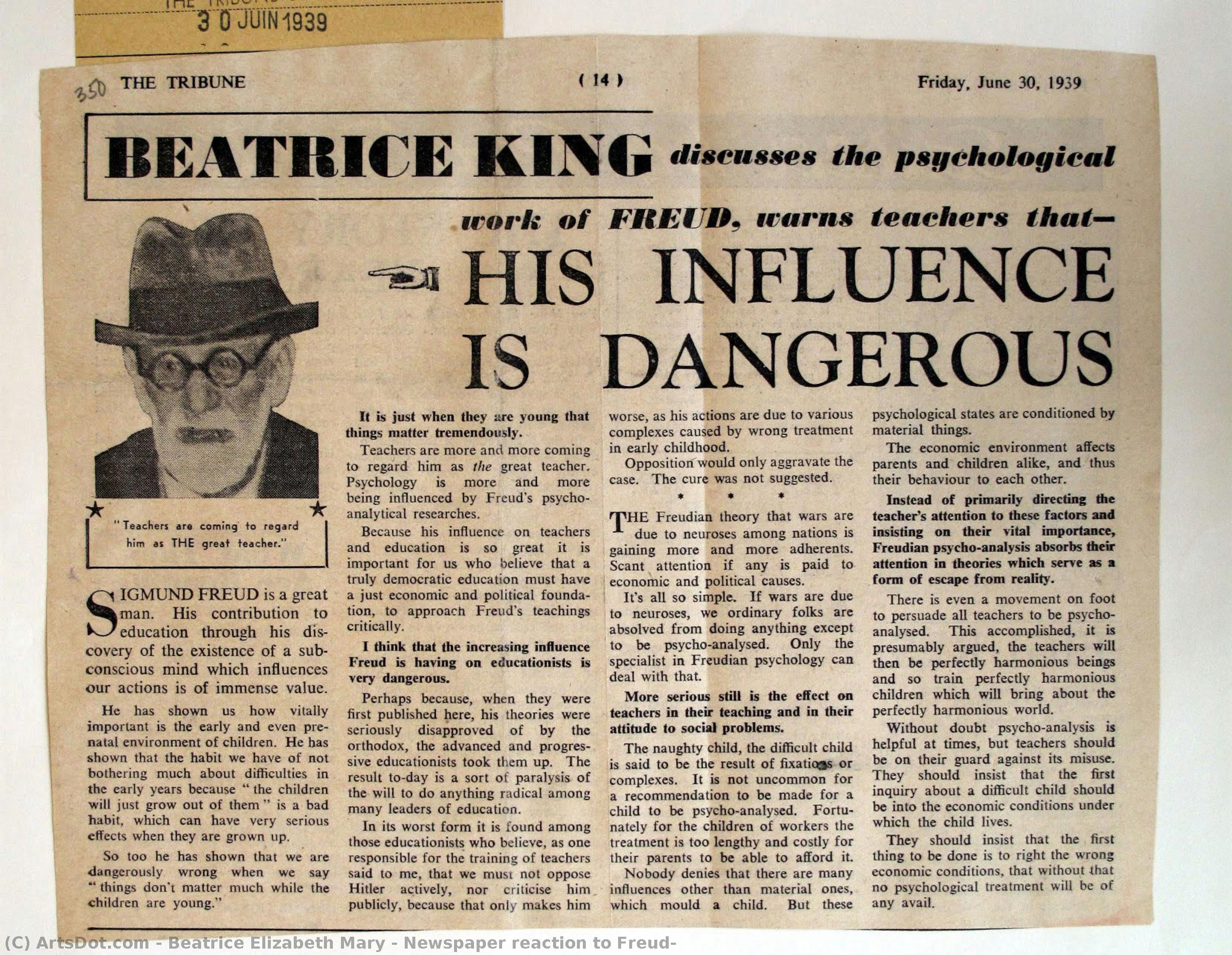 Newspaper Reaction To Freud — Beatrice Elizabeth Mary