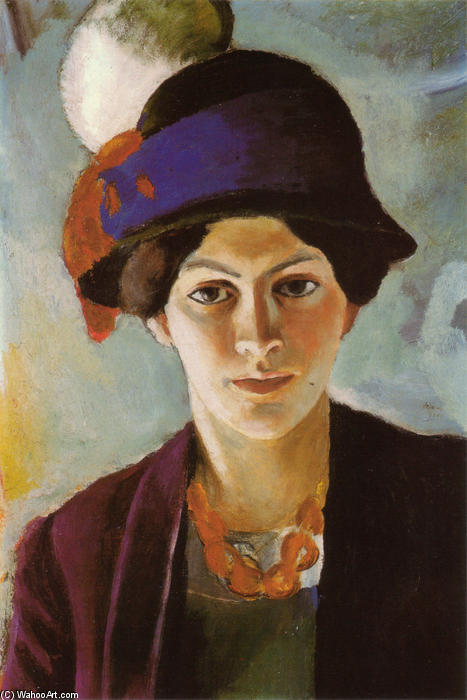 Portrait Of The Artist's Wife With Hat — Аугуст Маке