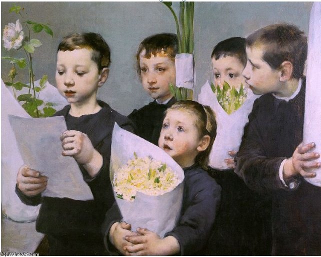 Paying Homage To The Teacher On A Holiday — Henri Jules Jean Geoffroy Dit Geo