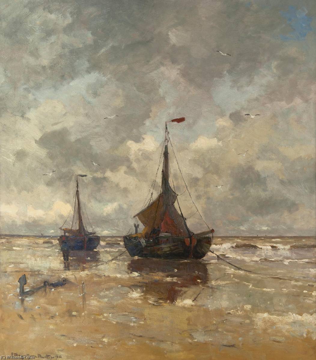 Twee Bomschuiten Op Het Strand — Gerhard Morgenstjerne Munthe