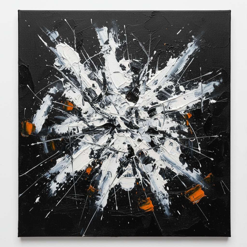 Radiant Fracture In Obsidian: A Singular Explosion Of White And Burnt Amber — Laurent Lefèvre
