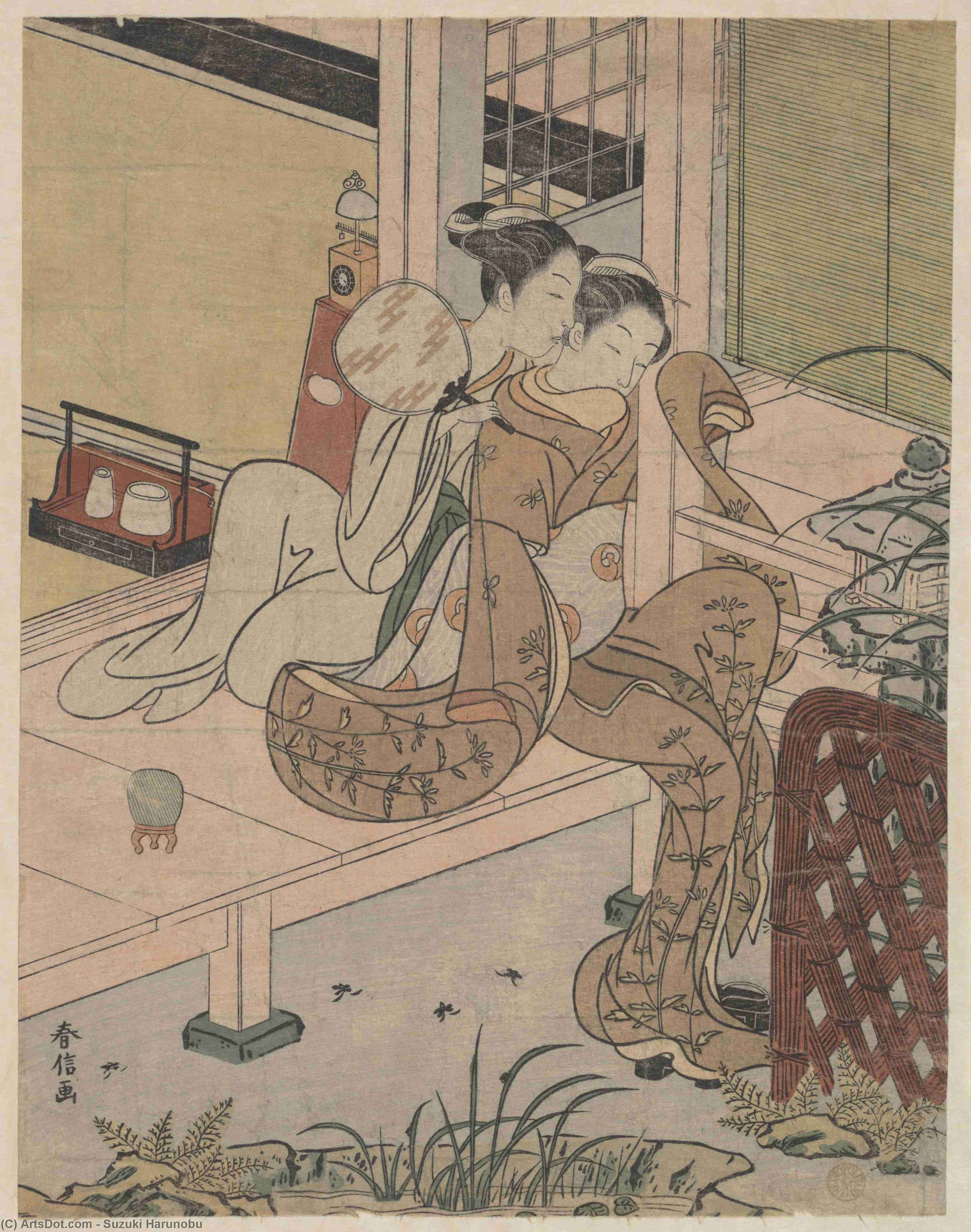 Night Rain At The Double-shelf Stand — Suzuki Harunobu