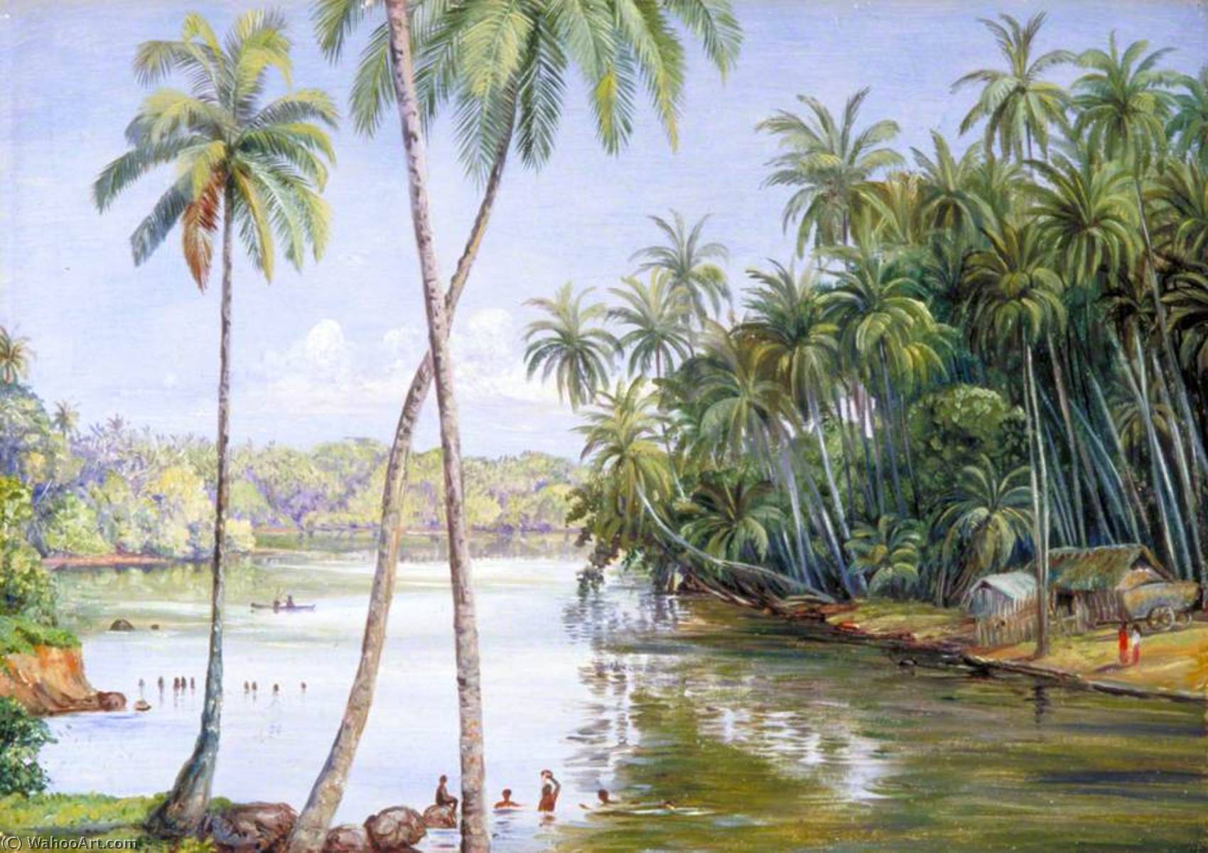 Cocoanut Palms On The River Bank Near Galle, Ceylon — Marianne North