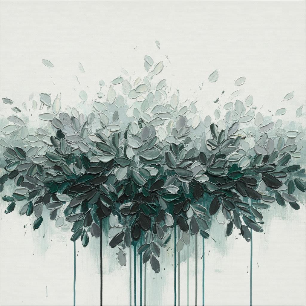 Ätherisches Herabsteigen Monochromatischer Blätterwerk In Einem Singulären Skulpturalen Impasto-meisterwerk — Christian Noiret