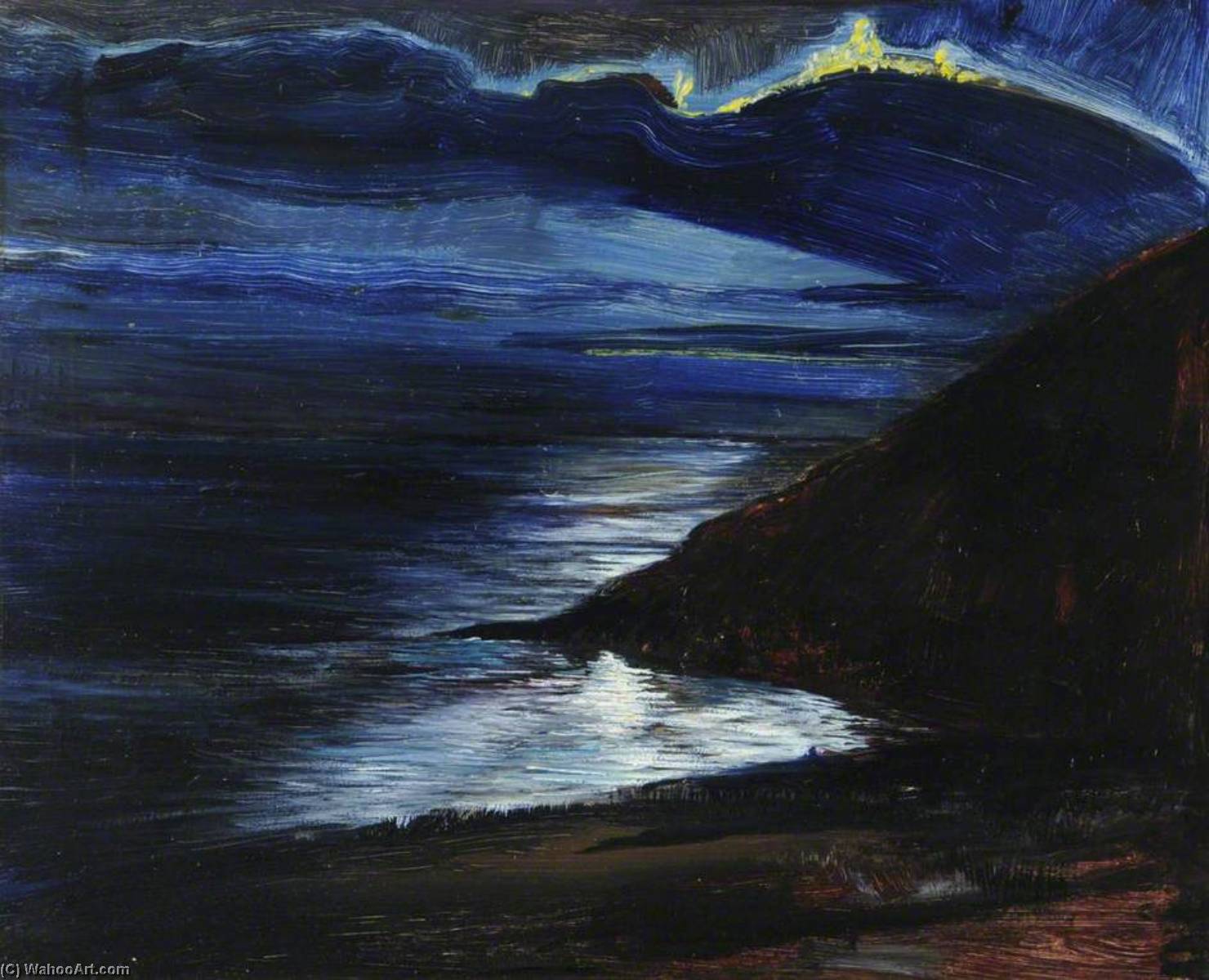 View From My Studio At Night At Porthallow House, Talland Bay — Francis Ferdinand Maurice Cook