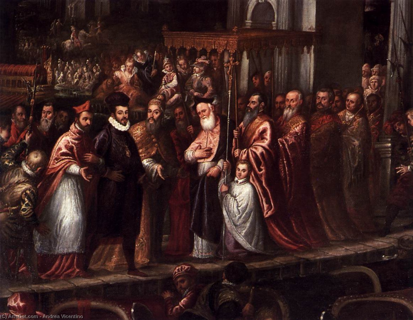 The Doge And The Patriarch Welcoming Henri Iii, King Of France (detail) — Andrea Vicentino