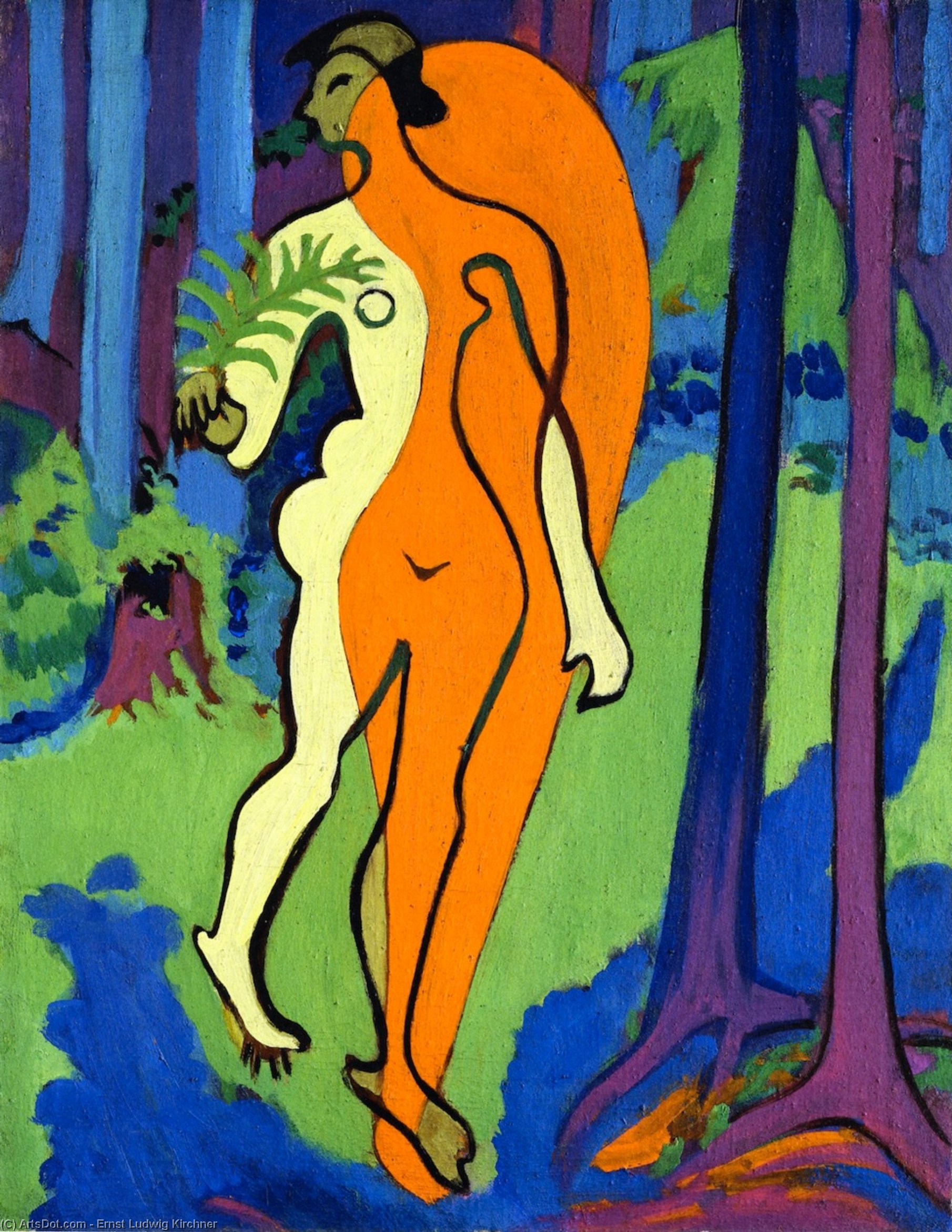 Desnudo En Naranja Y Amarillo — Ernst Ludwig Kirchner
