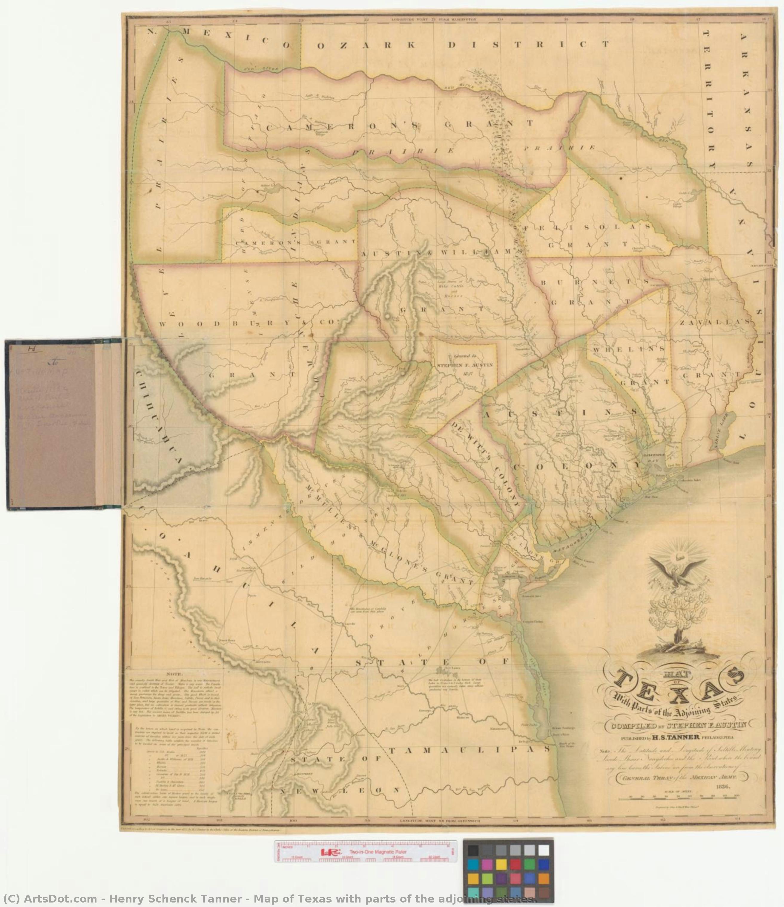Map Of Texas With Parts Of The Adjoining States. — Henry Schenck Tanner