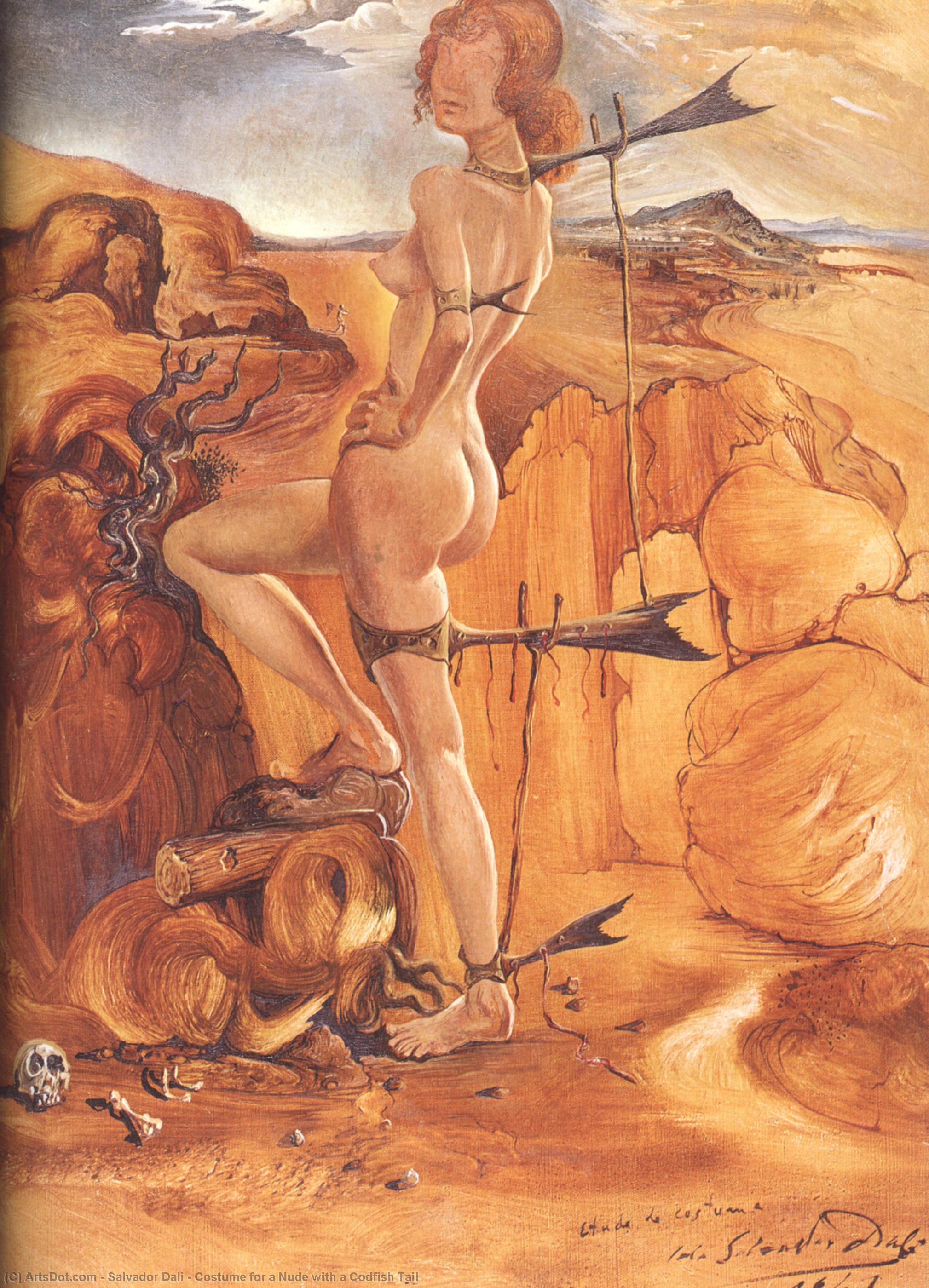 Kostüm Für Eine Nackte Mit Einem Kabeljau-schwanz — Salvador Dalí