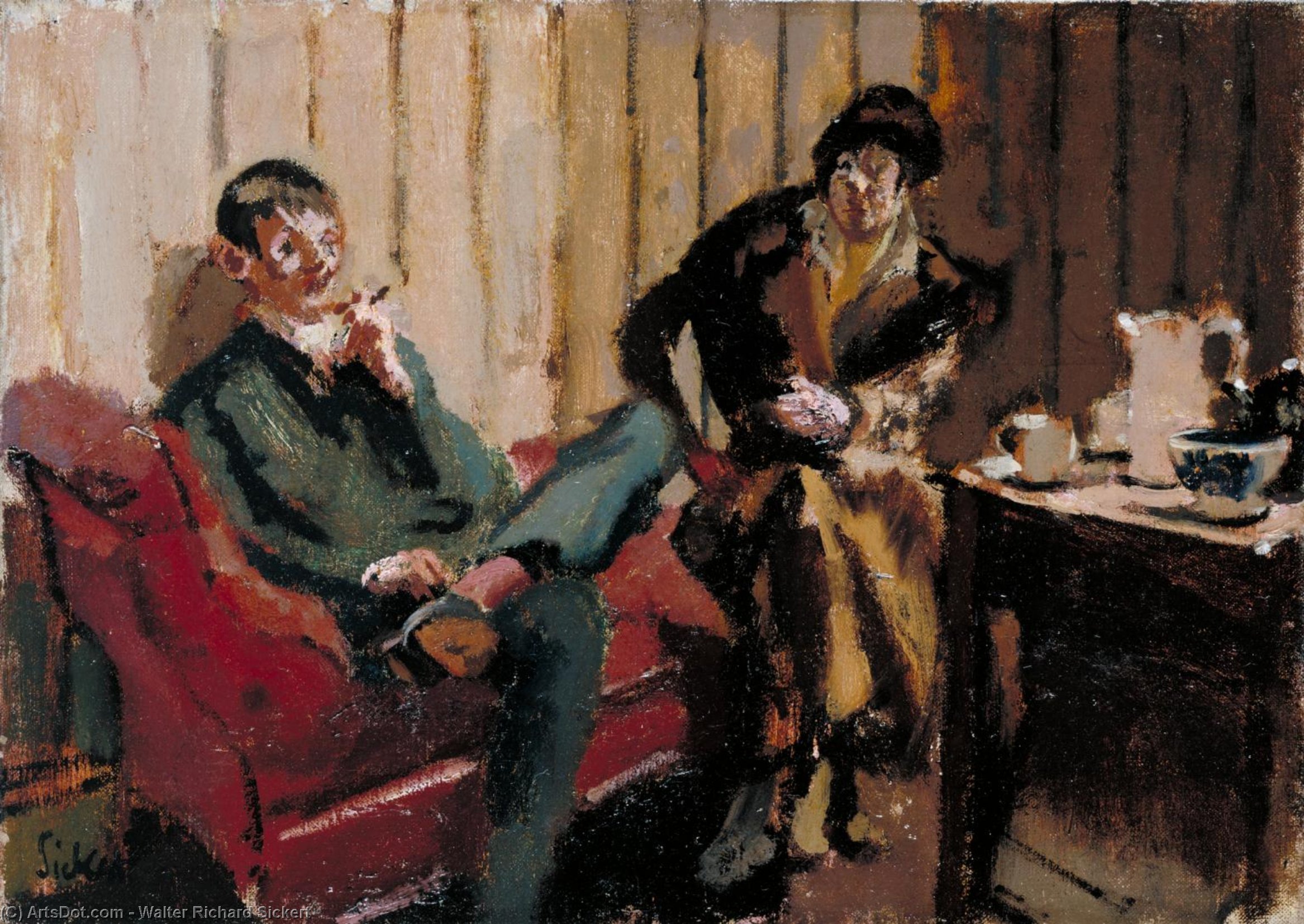 The Little Tea Party: Nina Hamnett And Roald Kristian — Walter Richard Sickert