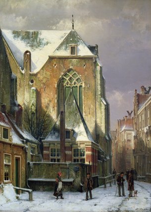 Winter Scene In Amsterdam - — Willem Koekkoek
