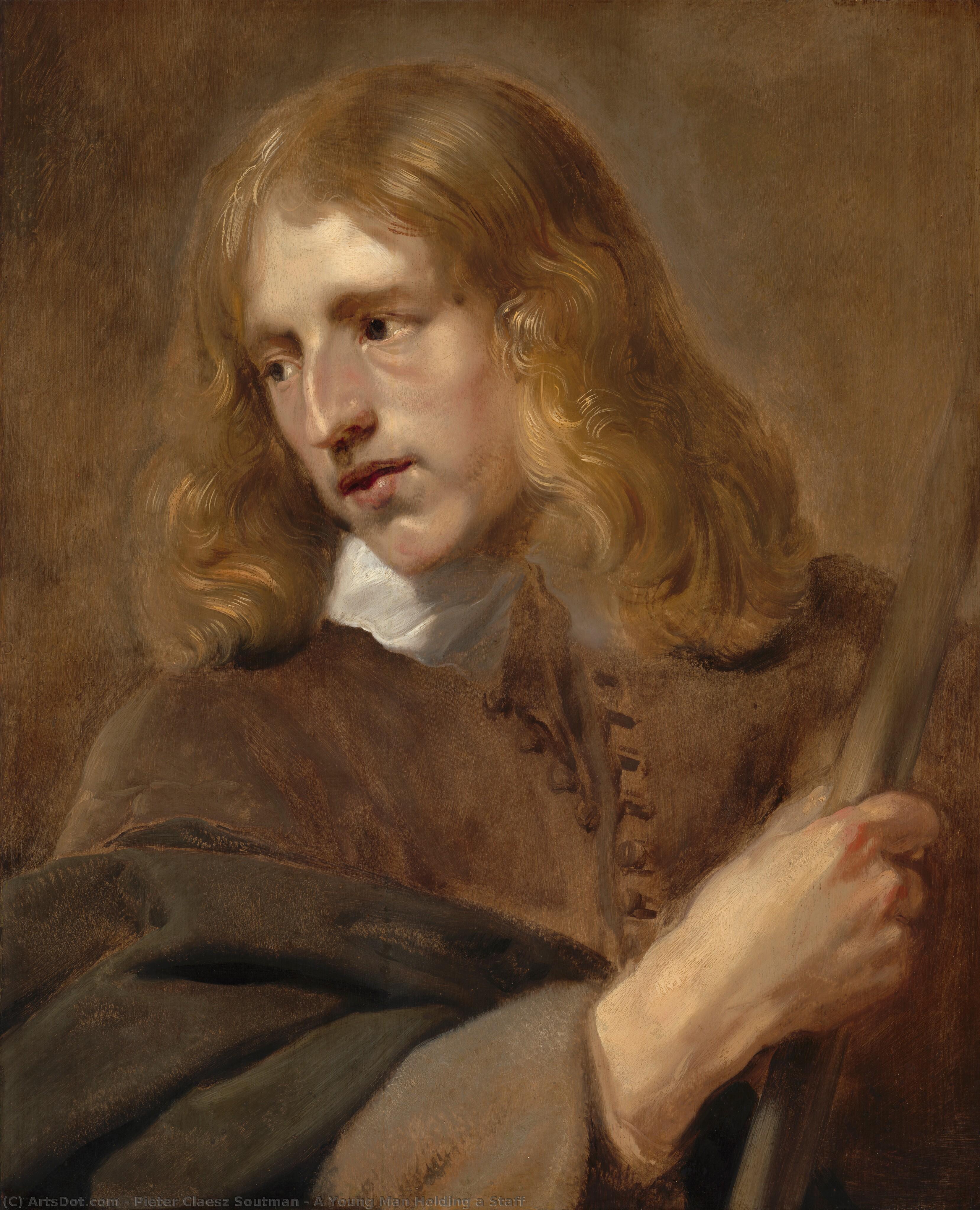 A Young Man Holding A Staff — Pieter Claesz Soutman