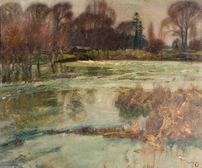 River Scene, Boxted Mill — Sir Alfred James Munnings