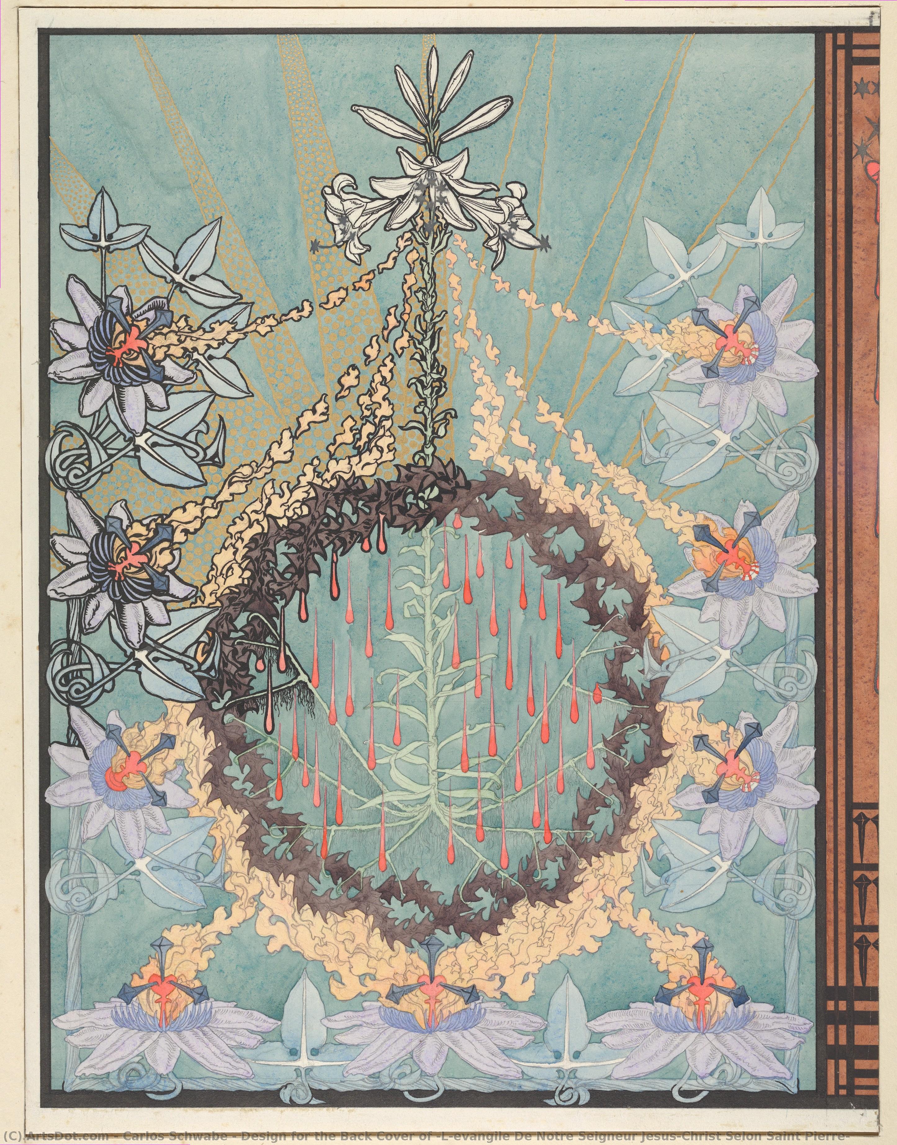 Design For The Back Cover Of “l’evangile De Notre Seigneur Jesus-christ Selon Saint Pierre” — Carlos Schwabe