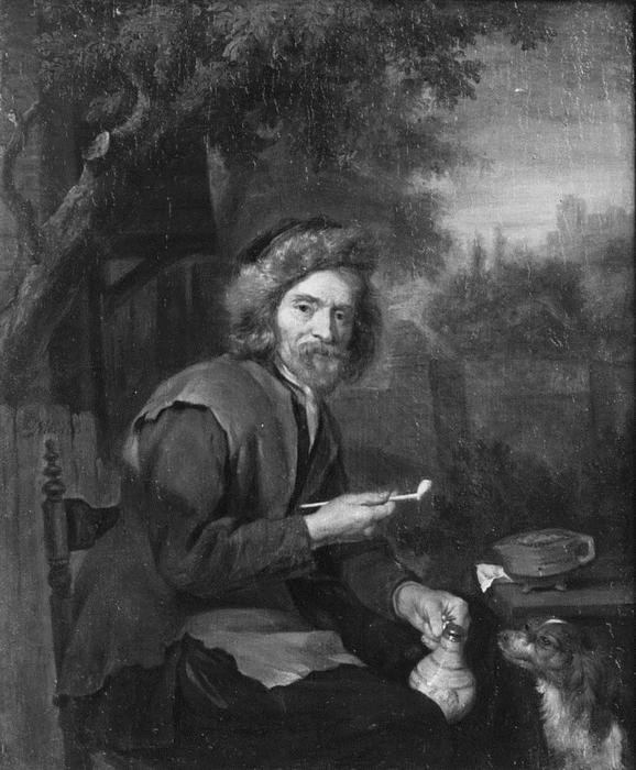 An Old Man Holding A Pipe And A Jug — Gabriel Metsu