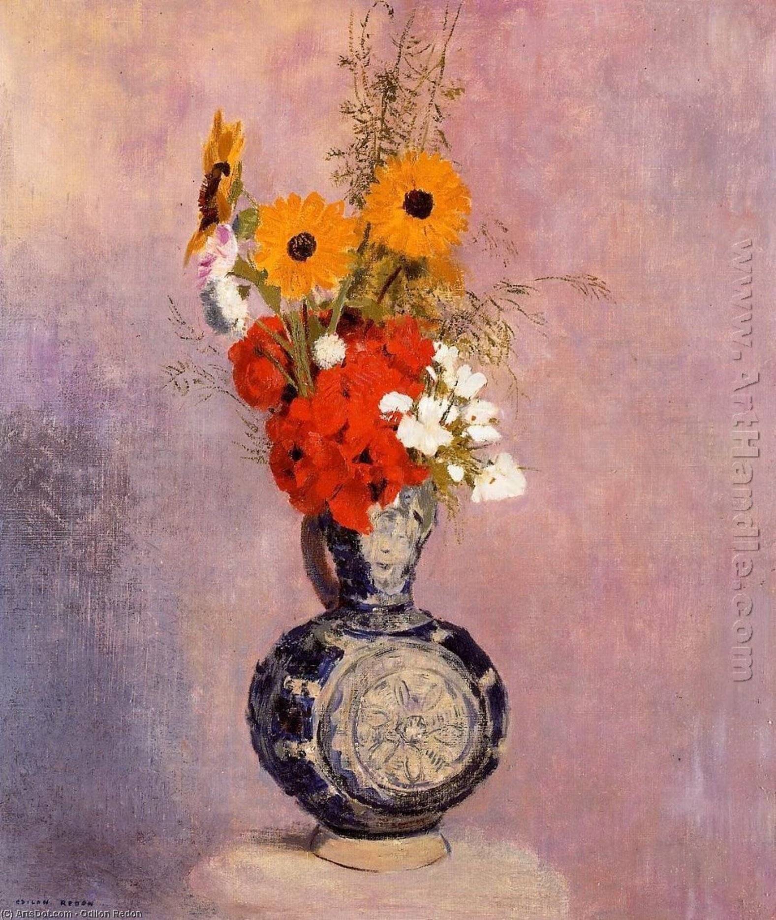 Bouquet Of Flowers In A Blue Vase — Odilon Redon