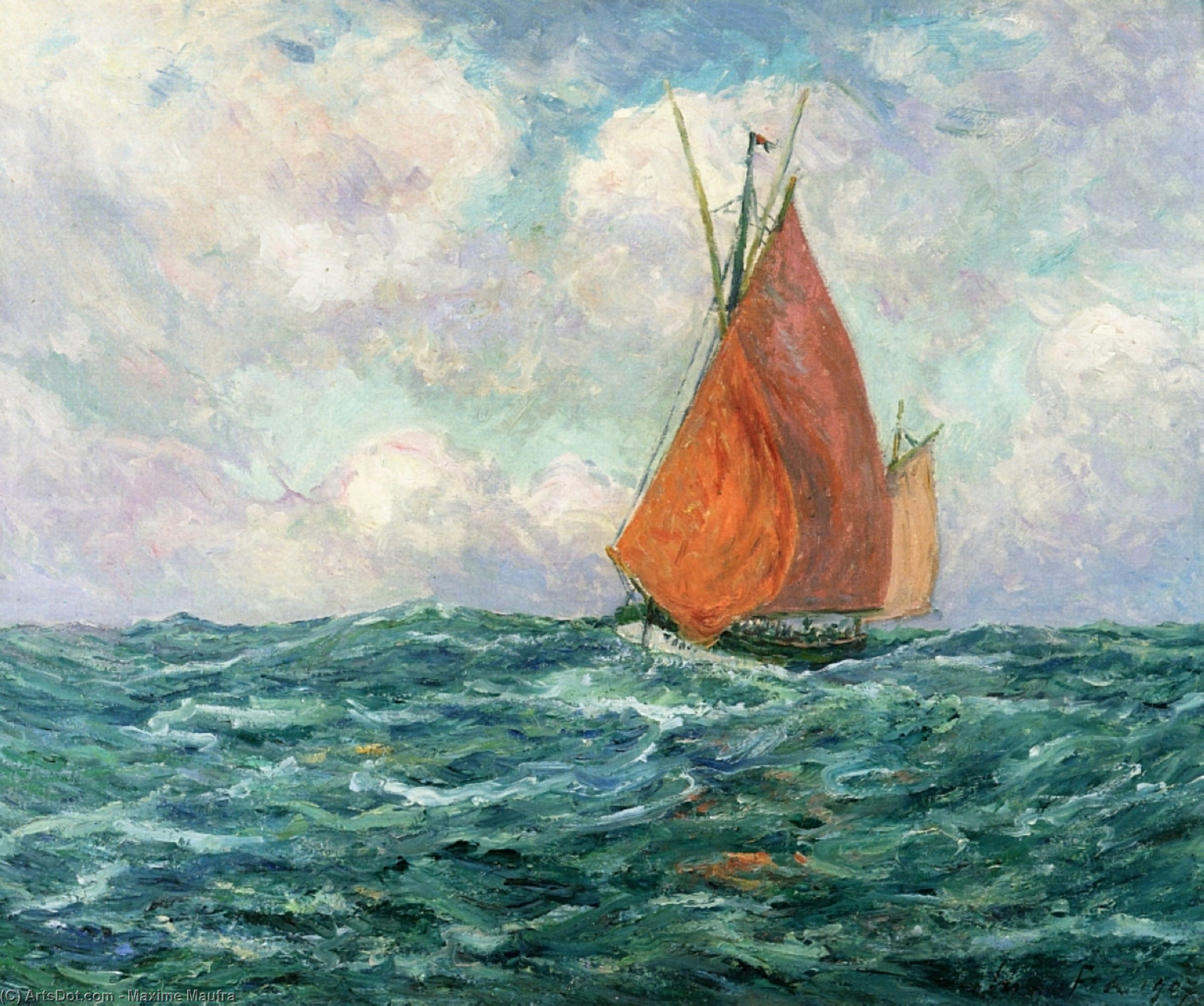 Tuna Boat At Sea — Maxime Emile Louis Maufra