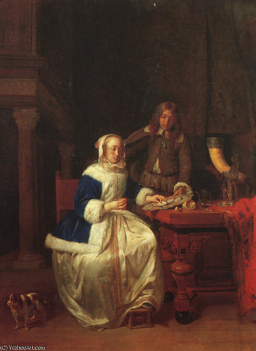 Breakfast, Oil On Wood, The Hermitage At St. Pet — Gabriel Metsu