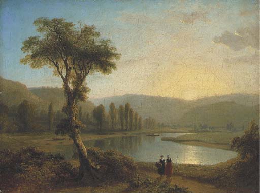 A Mountainous River Landscape With Figures On A Path In The Foreground — Джеймс Артур О'коннор