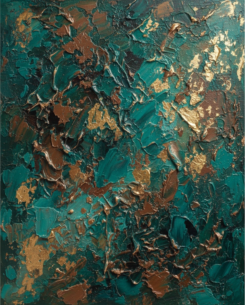Estratos Etéreos De Azul Cerceta Y Tierra Dorada En Relieve Monumental De Impasto — David Moreau
