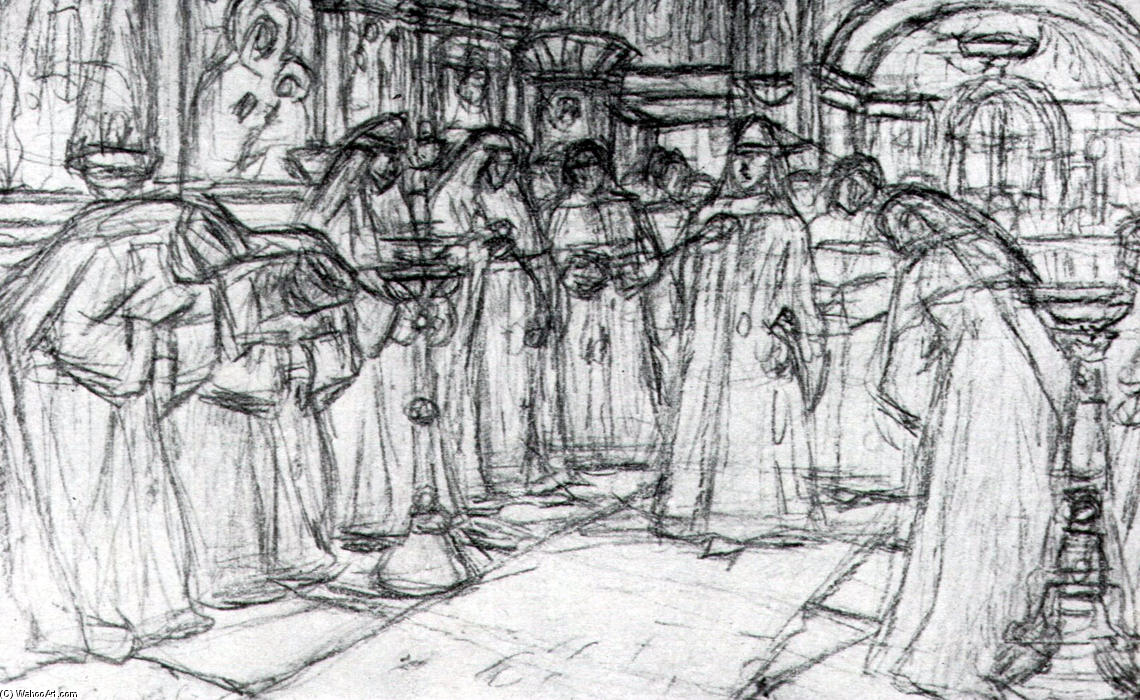 Study To ''tsarevna's Visit Of Nunnery'' — Vasily Ivanovich Surikov