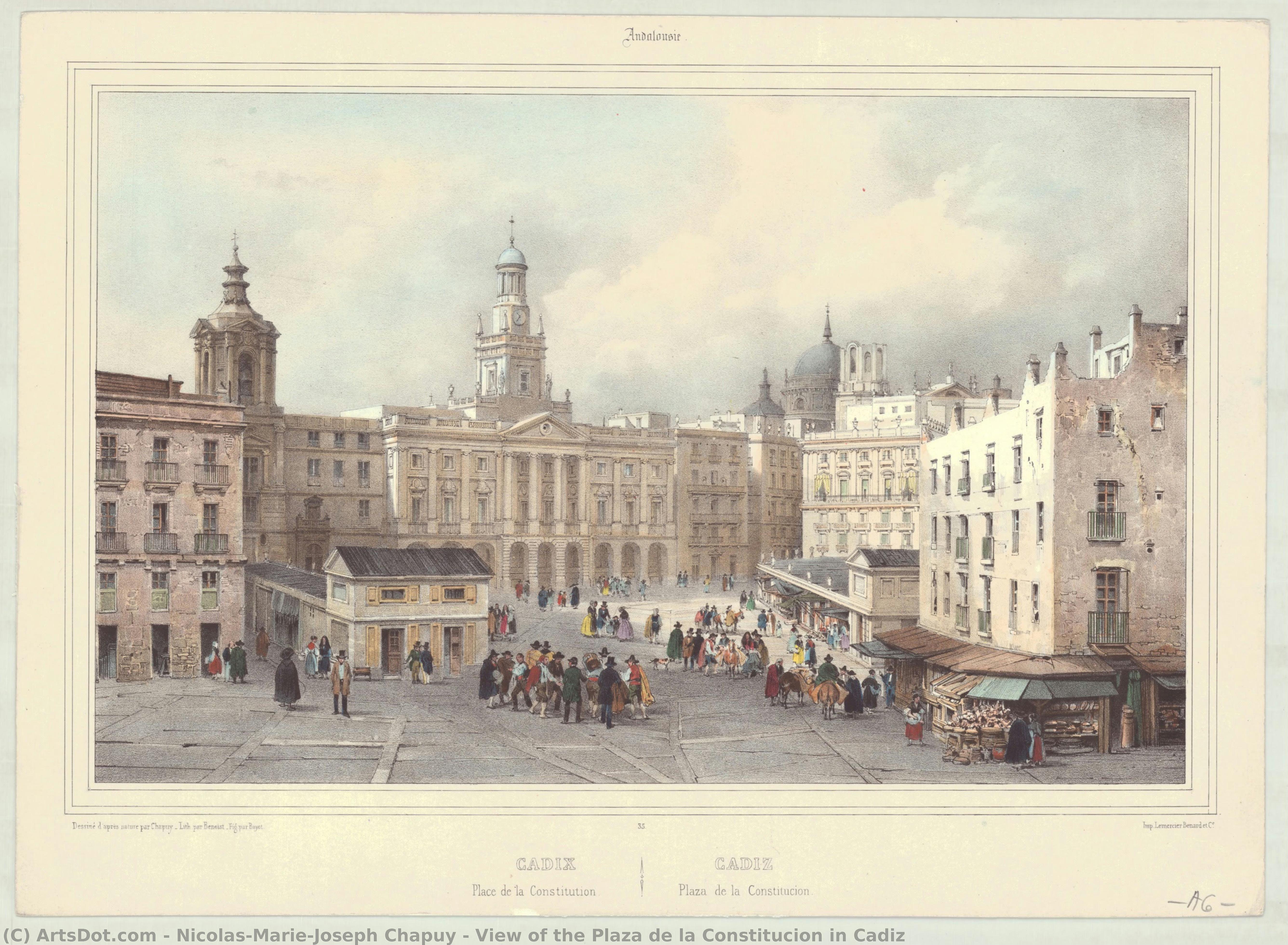 Ansicht Der Plaza De La Constitución In Cádiz — Nicolas Chapuy