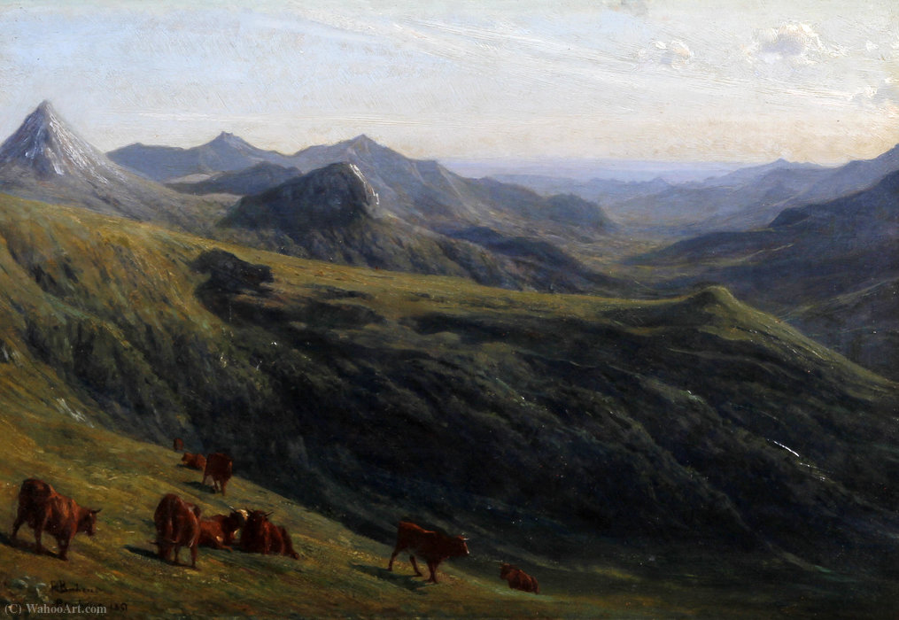 Cattle On A Hillside — Огюст Франсуа Бонэр